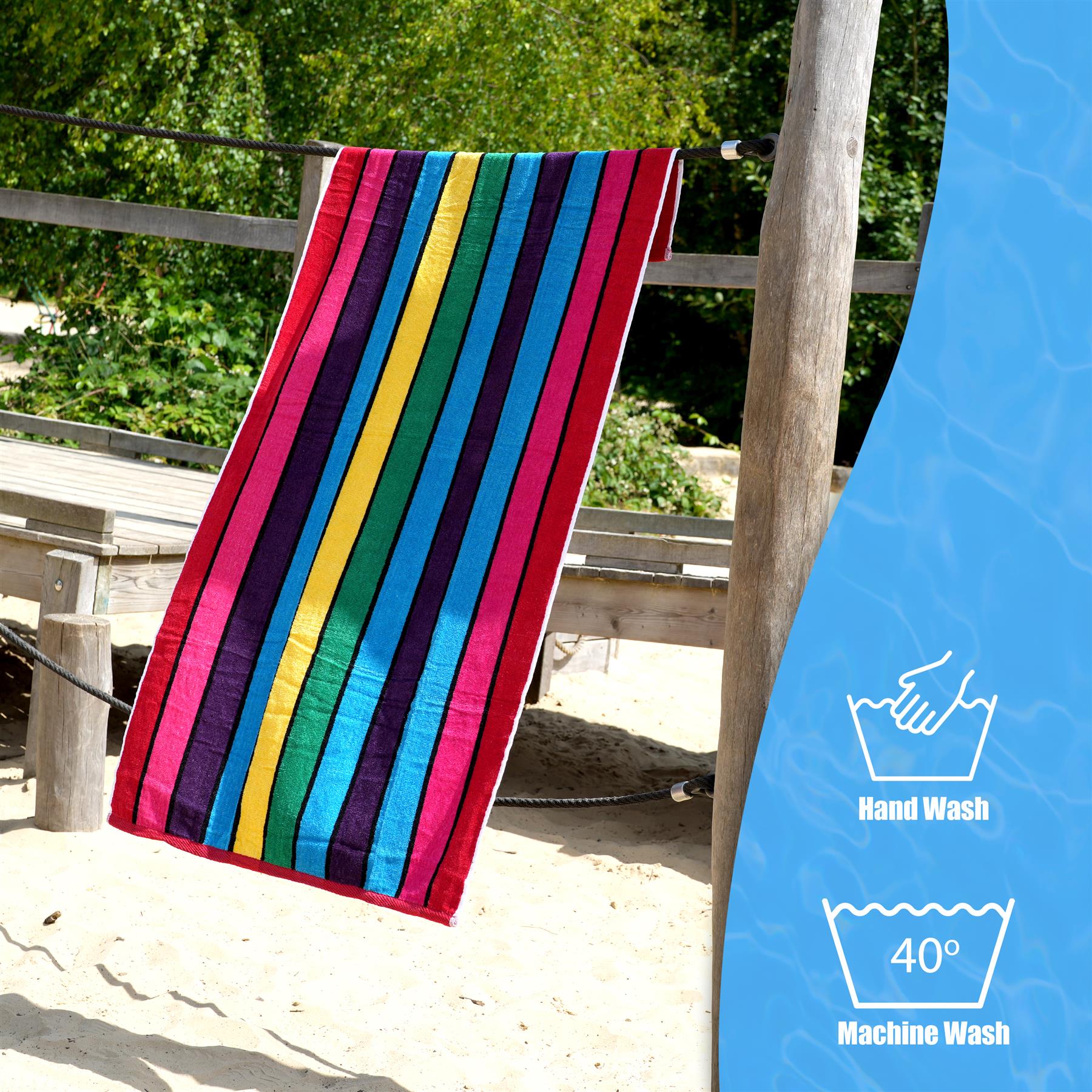 Large Velour Striped Beach Towel (Crimson Skyline) by Geezy - The Magic Toy Shop