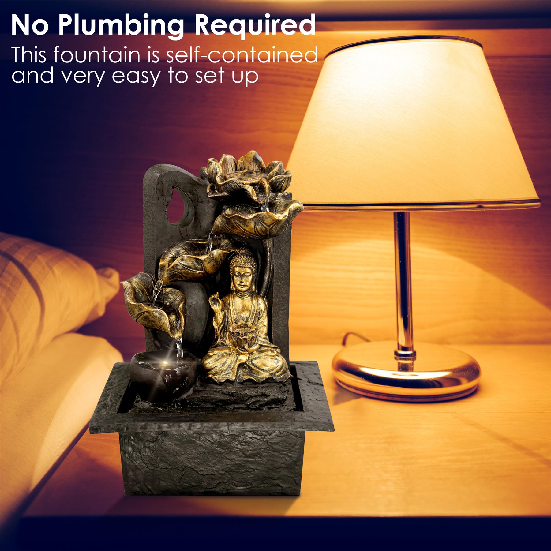 Buddha Water Feature Indoor With LED by GEEZY - The Magic Toy Shop