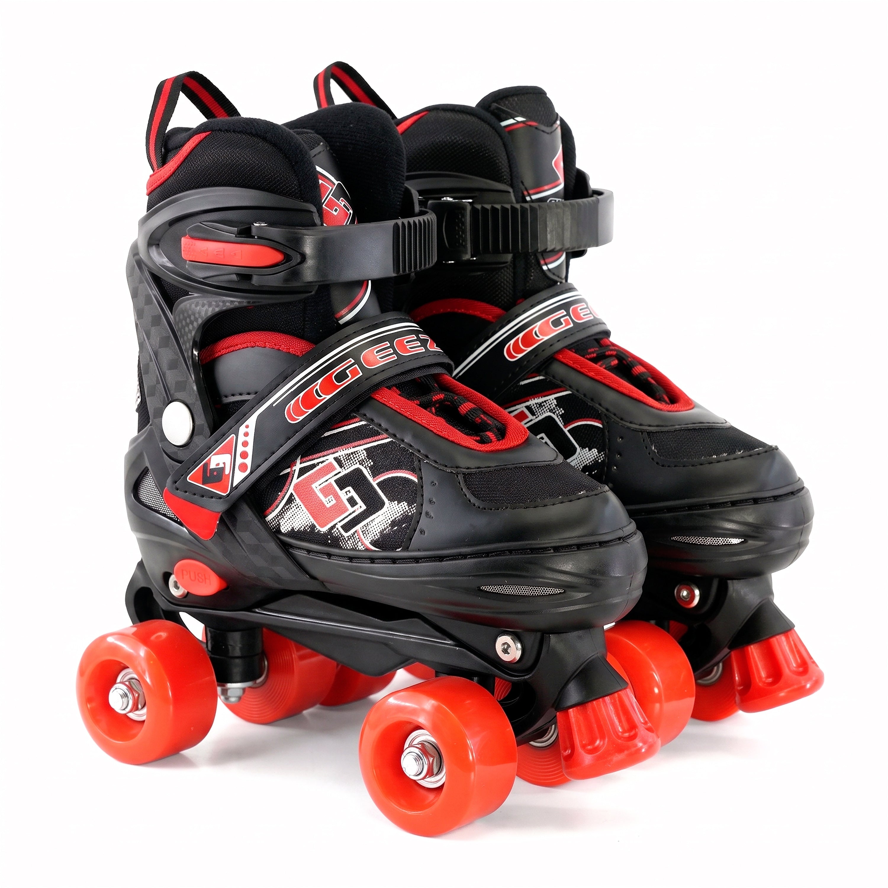 Black & Red Kids Adjustable Roller Skates