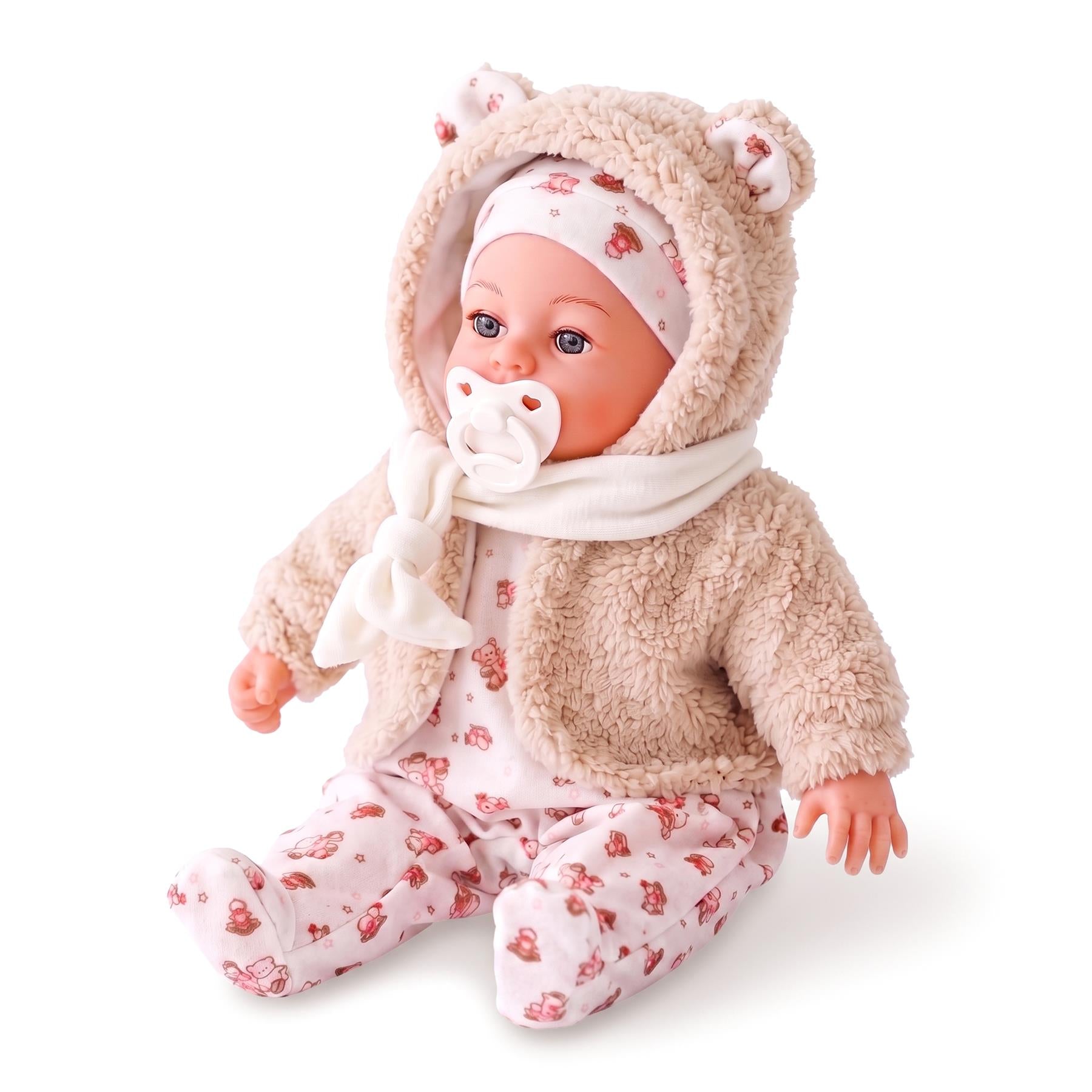 18" Girl Doll In Beige Coat