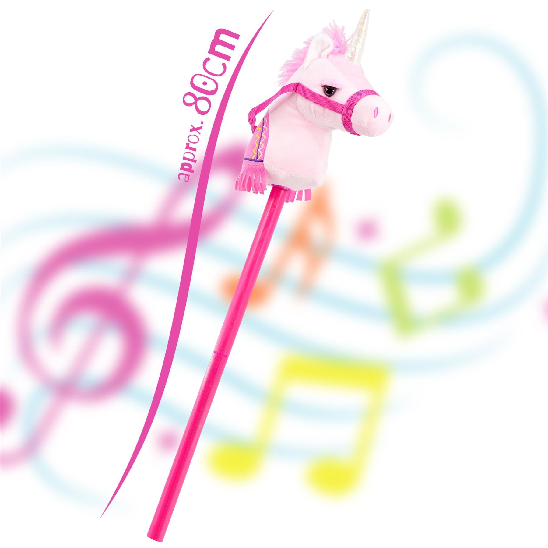Kids Pink Unicorn Hobby Horse Toy with Sounds by The Magic Toy Shop - The Magic Toy Shop