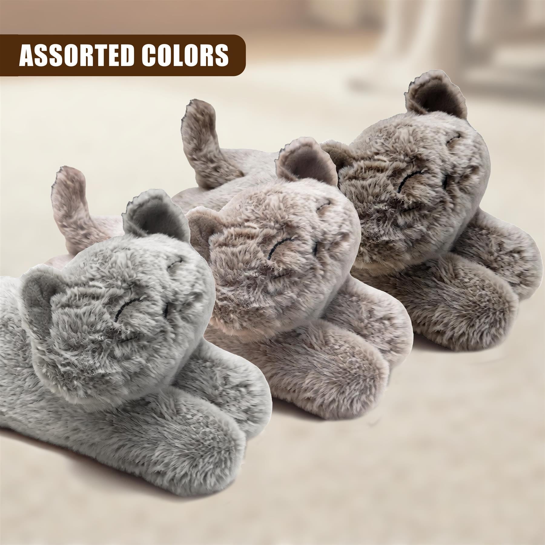 Fluffy Cat Door Stoppers, 3 in total, on a white surface. - The Magic Toy Shop