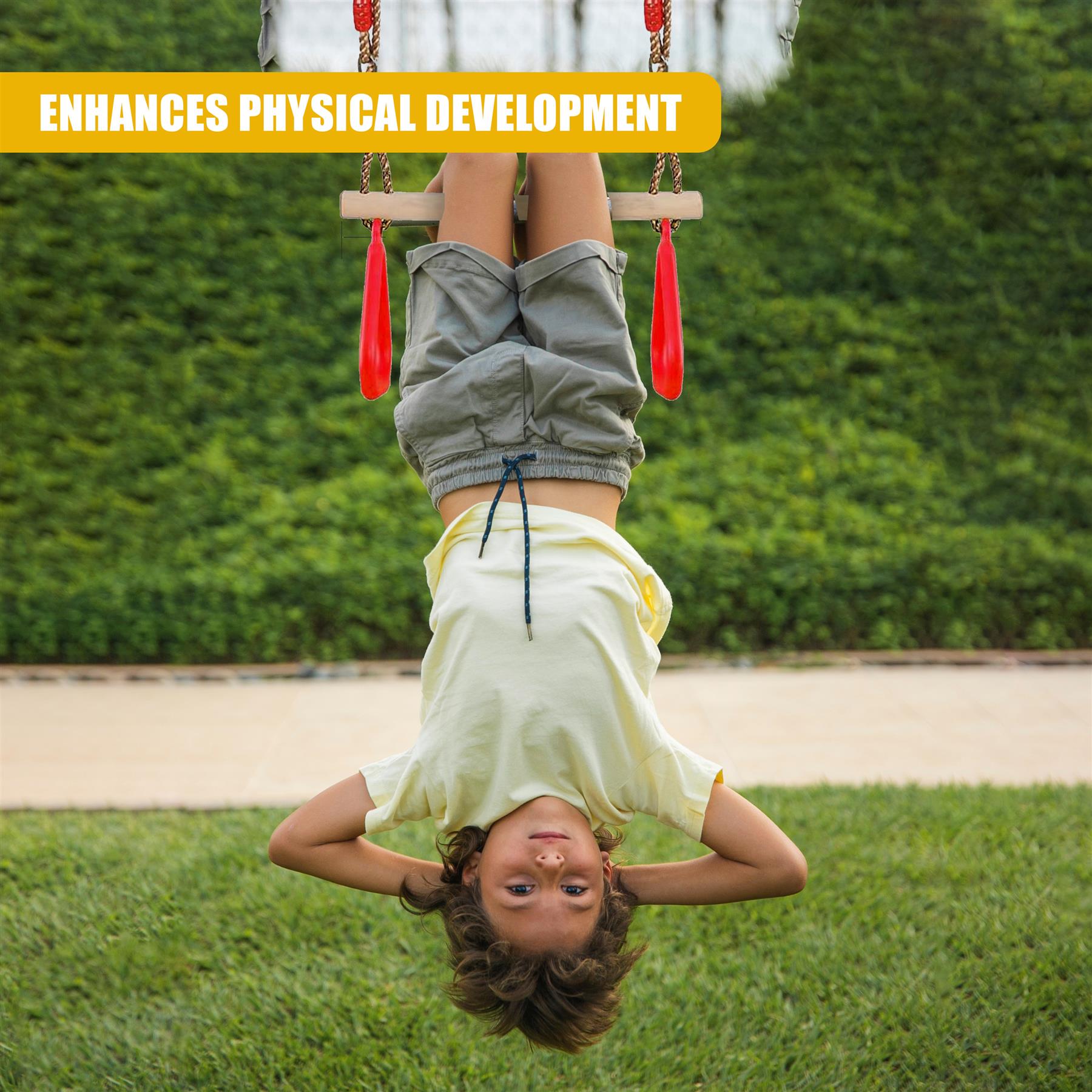 Wooden Trapeze Swing, Rope Ladder & Red Plate Seat by The Magic Toy Shop - The Magic Toy Shop