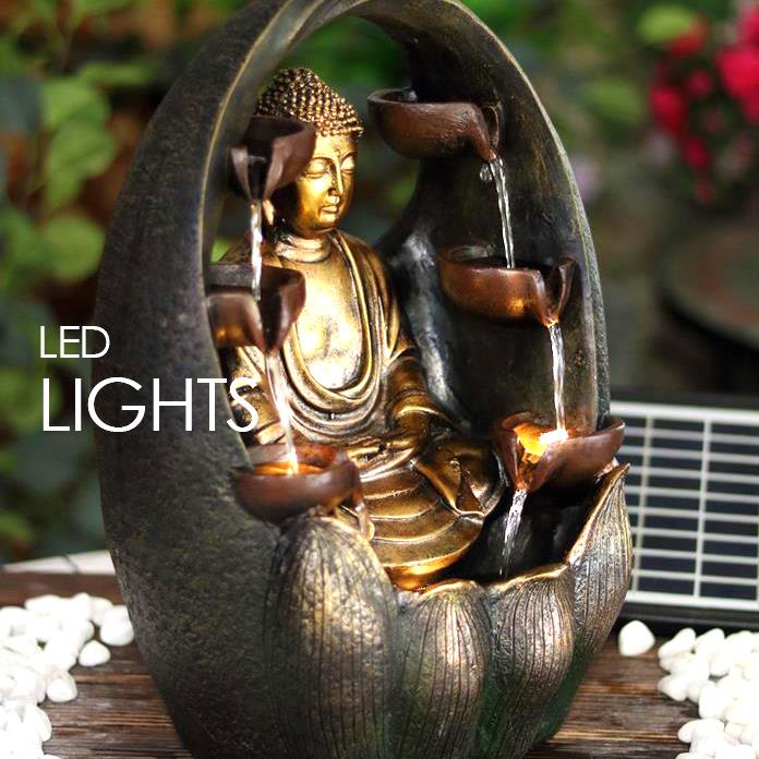 Golden Buddha Solar Water Feature Outdoor With LED by GEEZY - The Magic Toy Shop