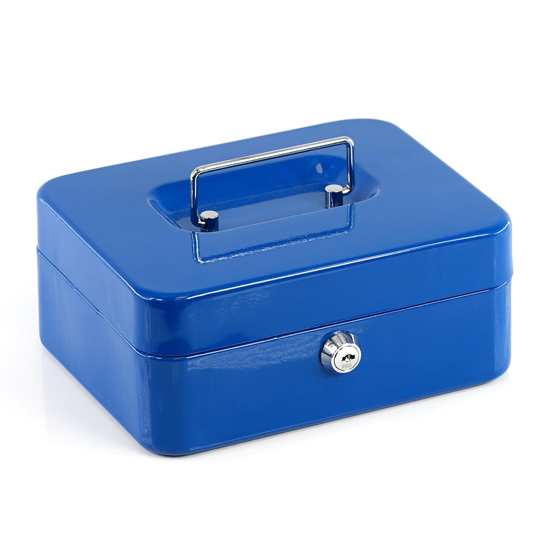 Metal Cash Box with Two Keys in Blue Colour 8 Inch by GEEZY - The Magic Toy Shop
