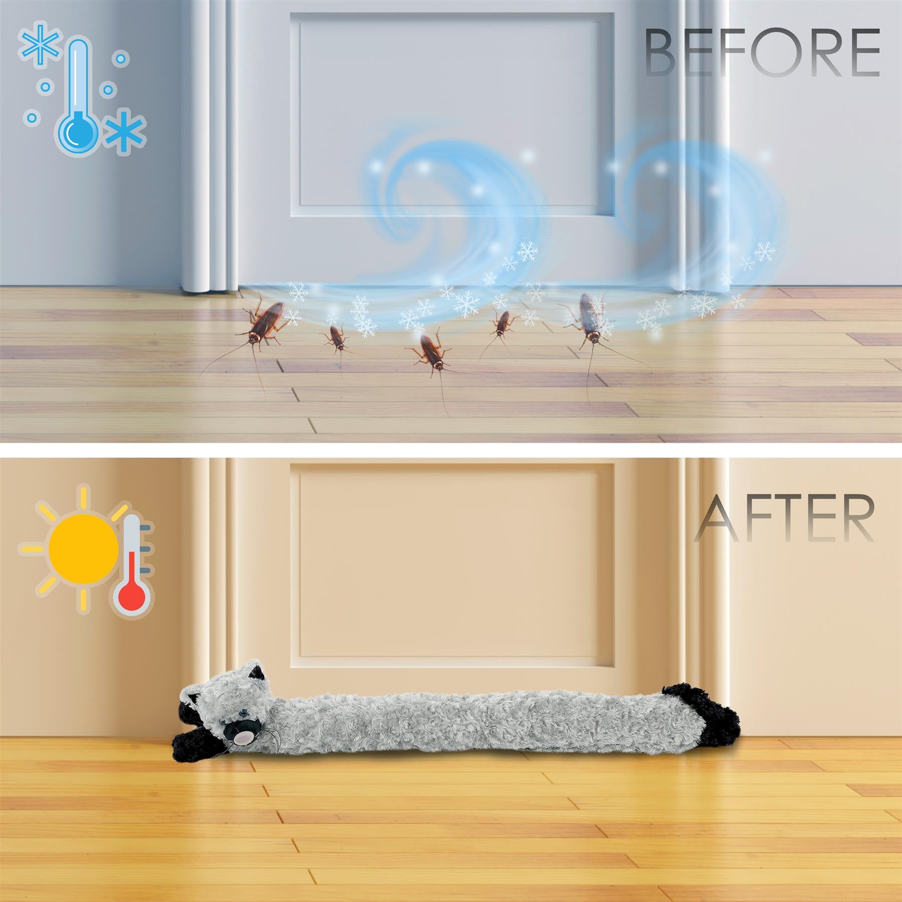 Novelty Draught Excluder for Doors Grey Cat Design by GEEZY - The Magic Toy Shop
