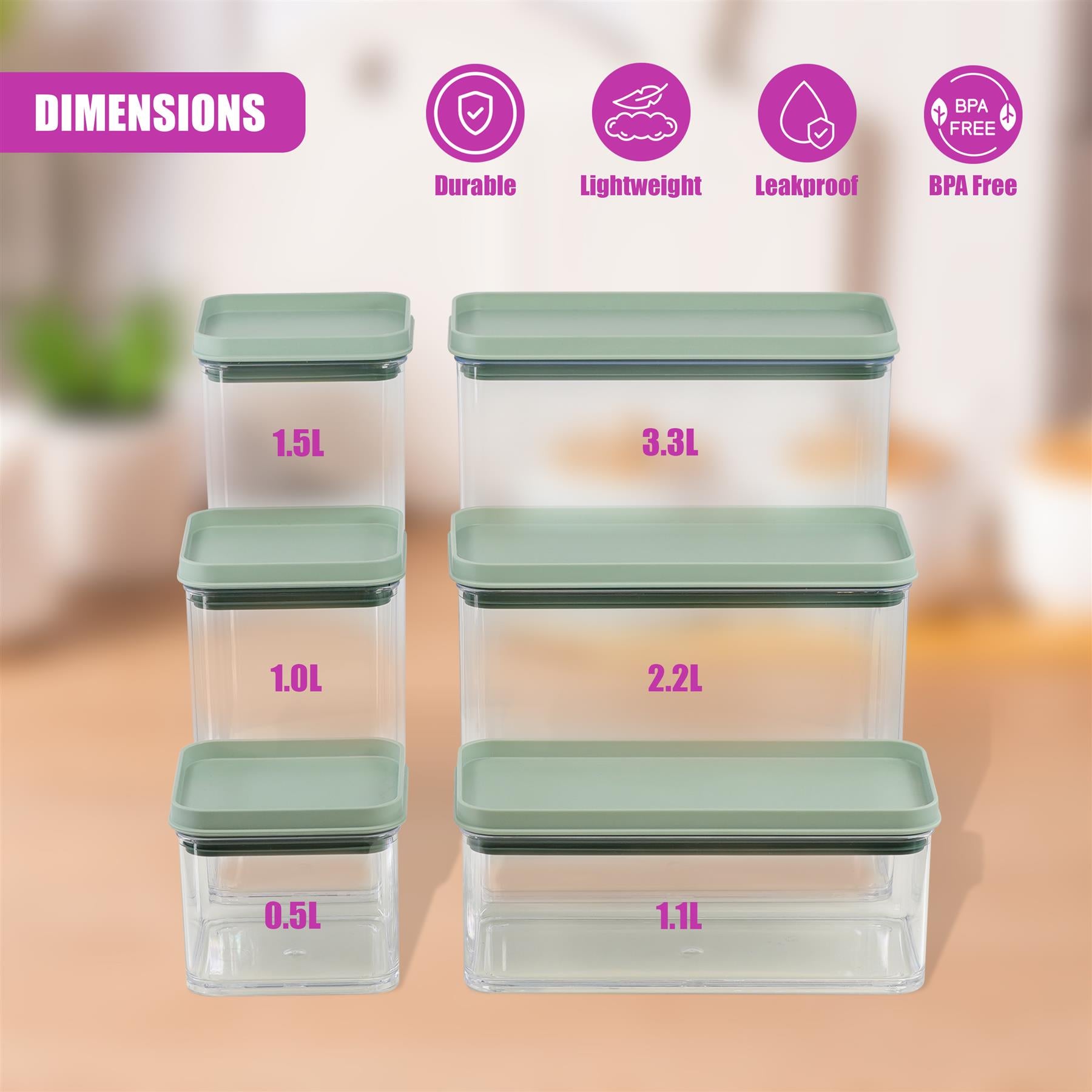 Food Storage Containers Set of 6 by GEEZY - The Magic Toy Shop