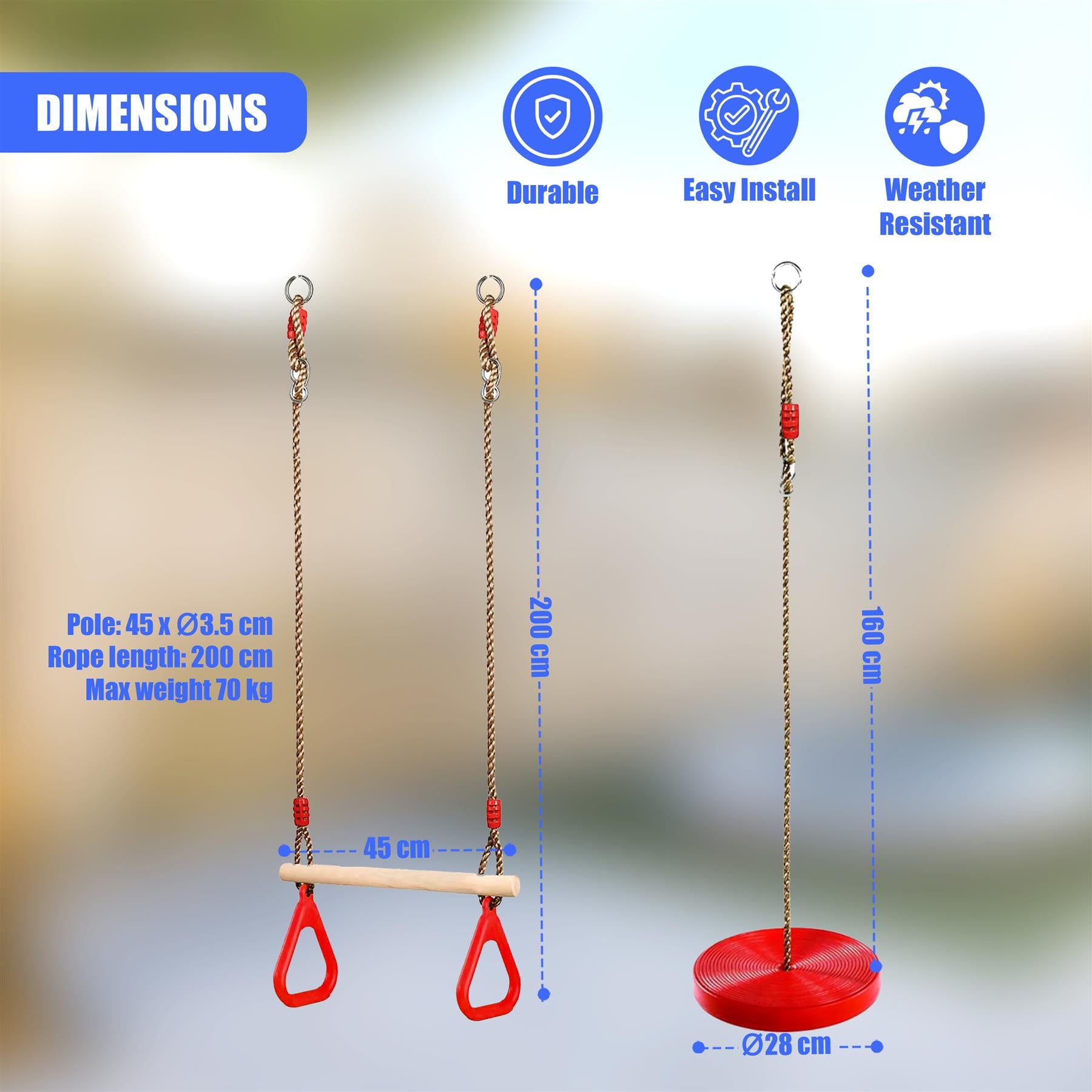 Trapeze Swing & Plate Seat by The Magic Toy Shop - The Magic Toy Shop