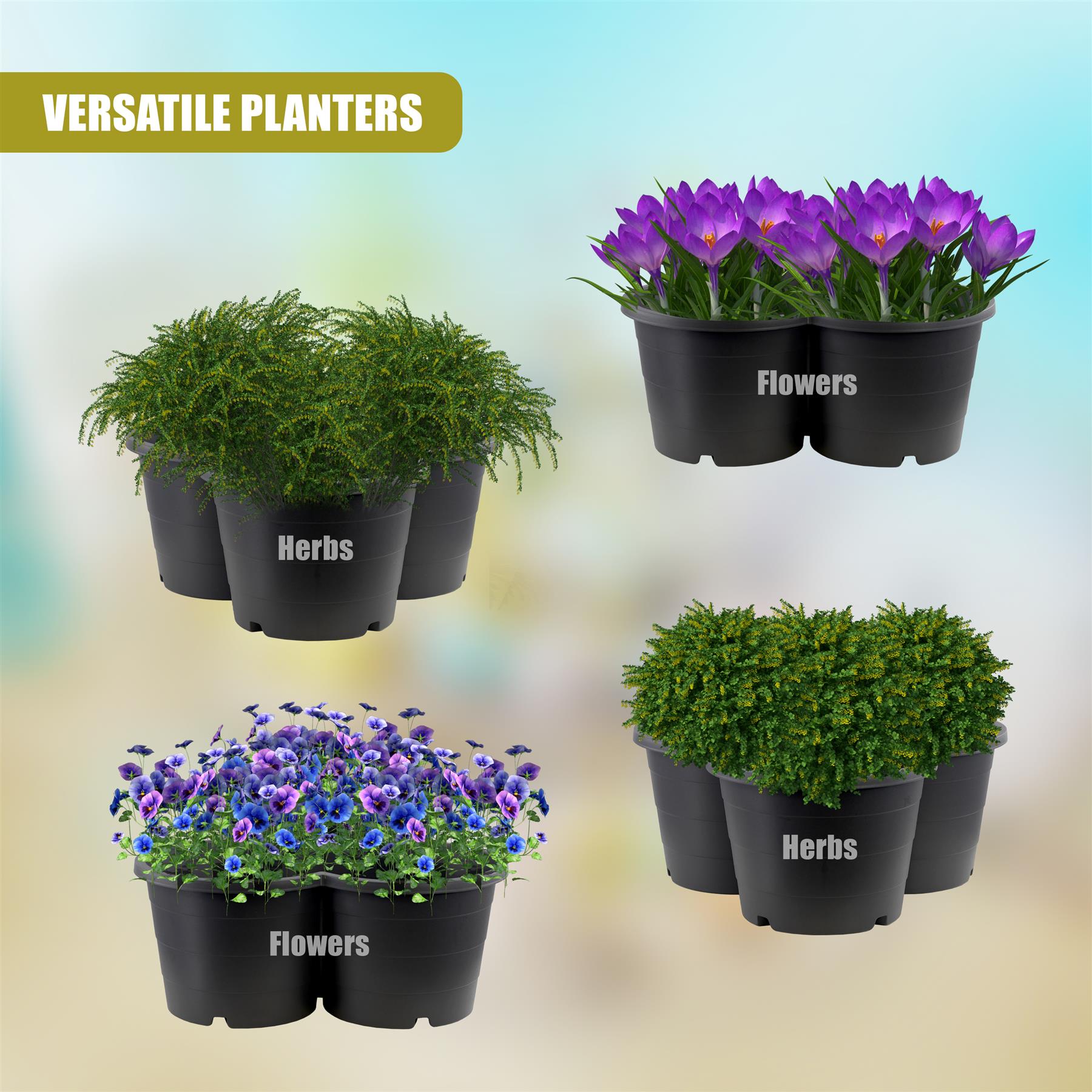 Set of 4 Trio Stackable Flower Pots by GEEZY - The Magic Toy Shop