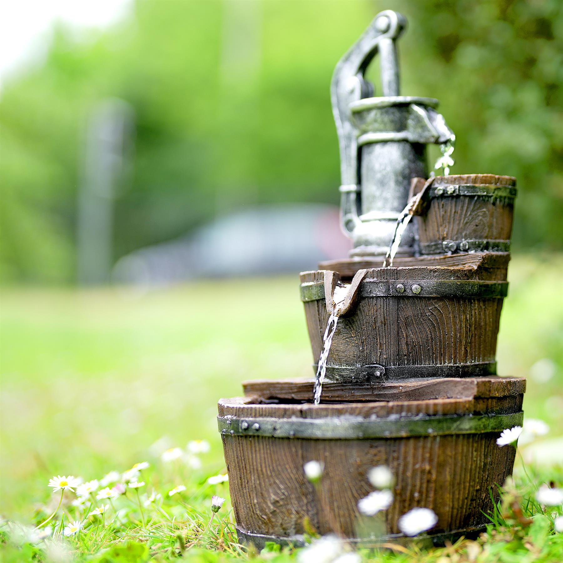 Pump Barrel Water Feature Outdoor With LED by GEEZY - The Magic Toy Shop