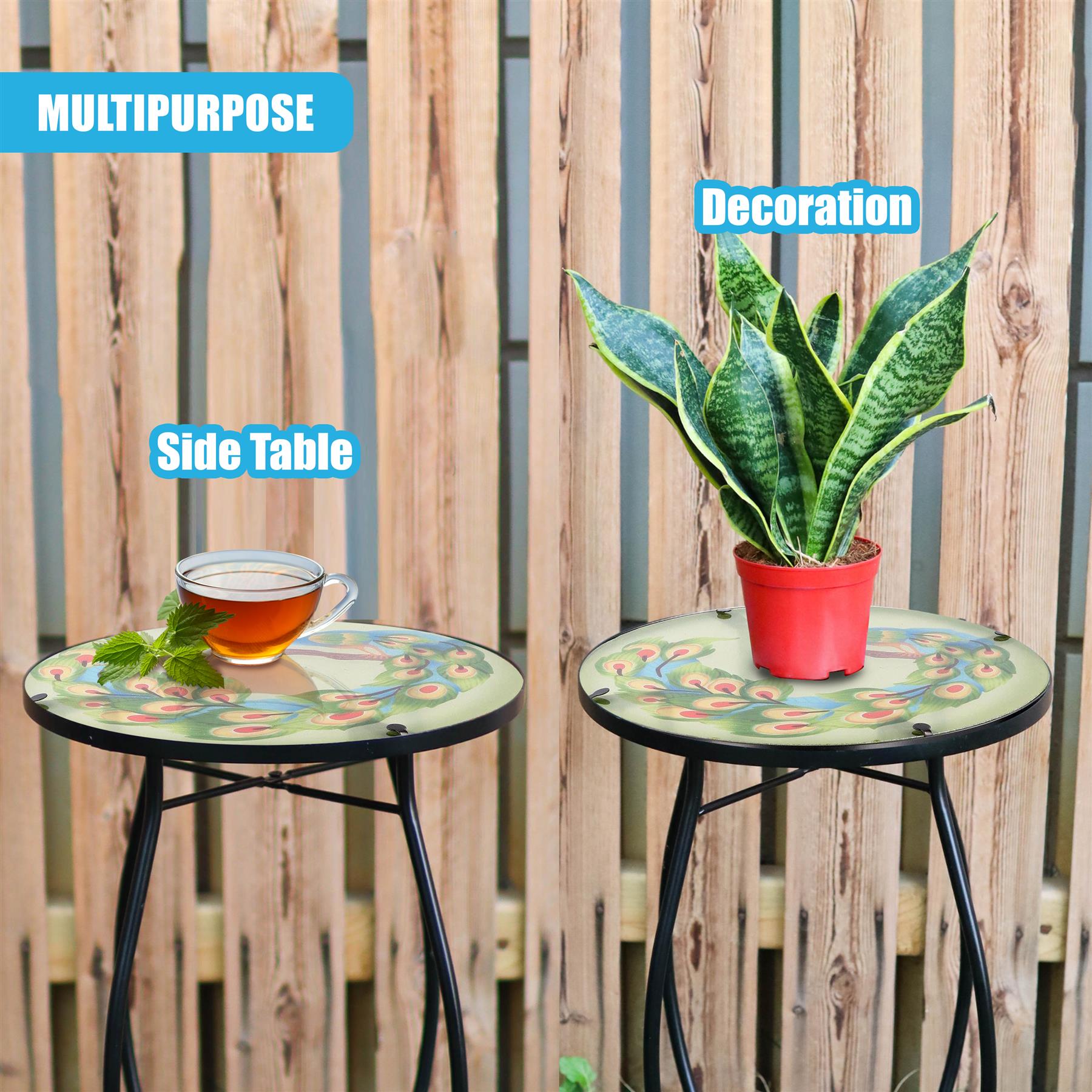 Round Side Mosaic Table With Peacock Design by GEEZY - The Magic Toy Shop