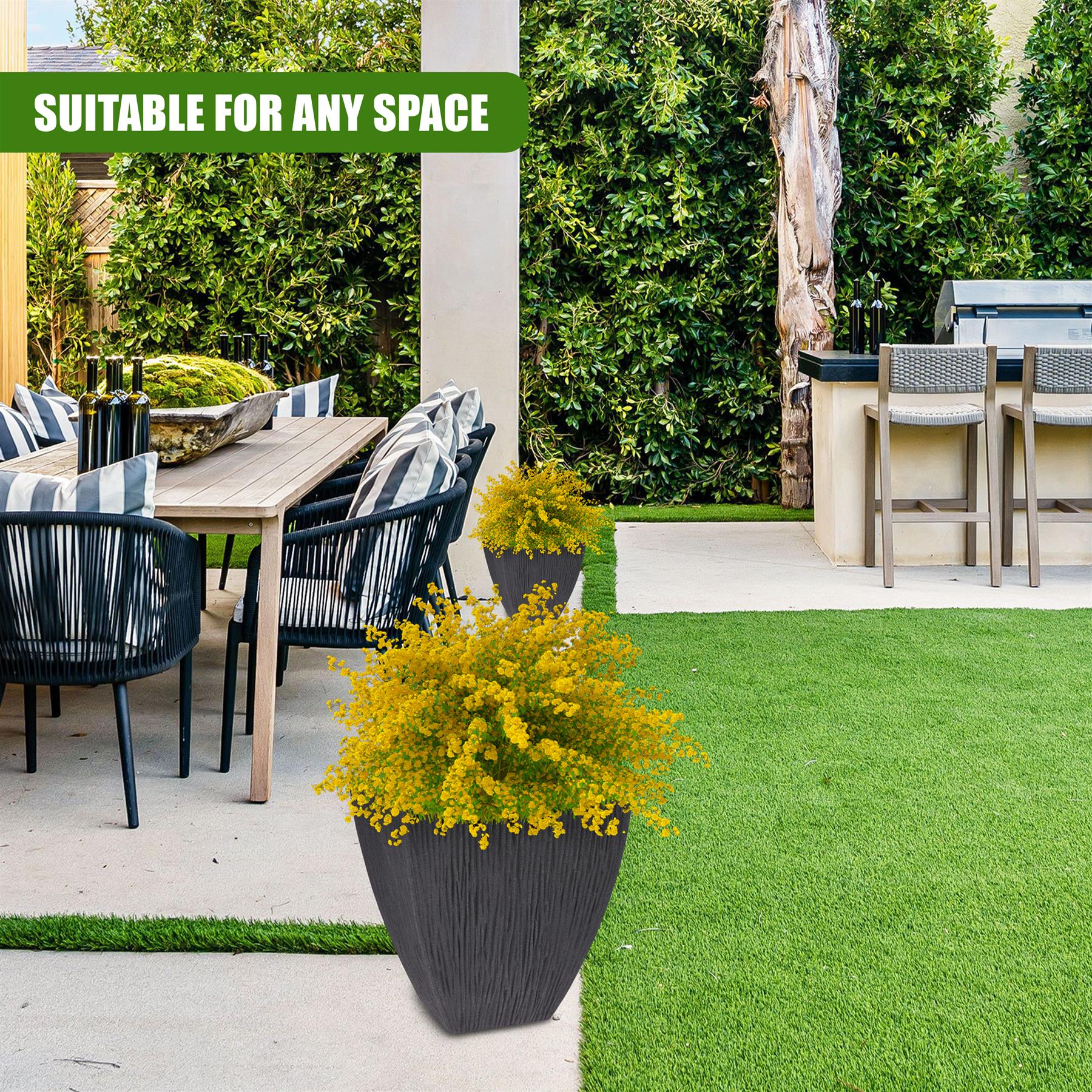 Large Anthracite Square Flower Pot by GEEZY - The Magic Toy Shop