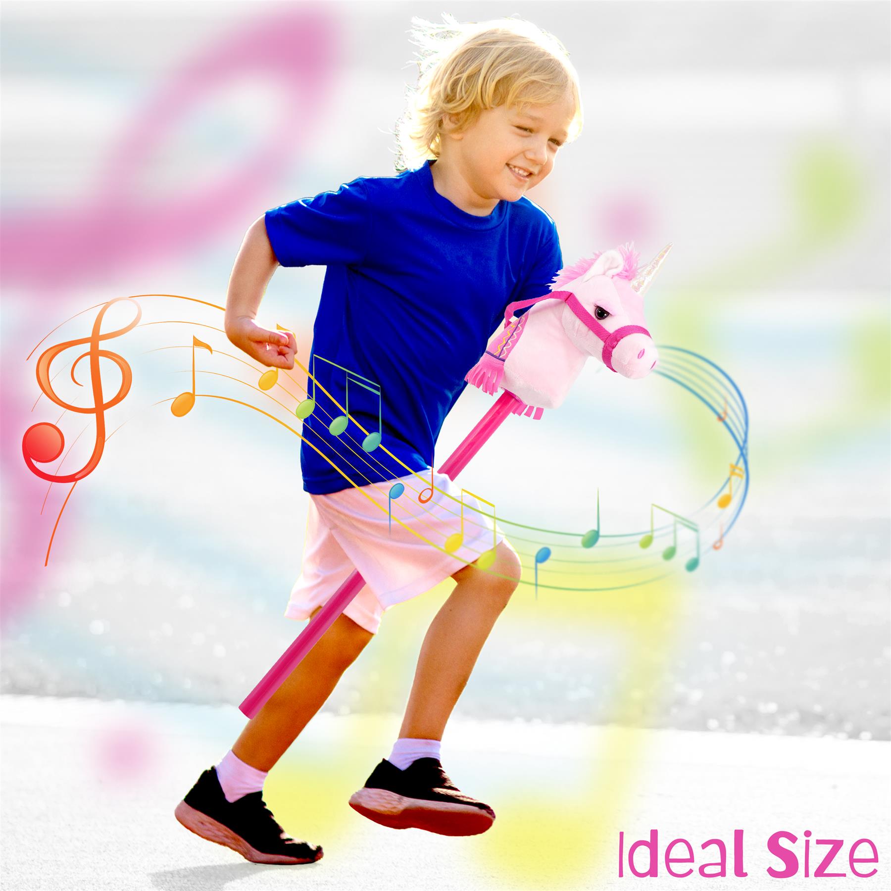 Kids Pink Unicorn Hobby Horse Toy with Sounds by The Magic Toy Shop - The Magic Toy Shop