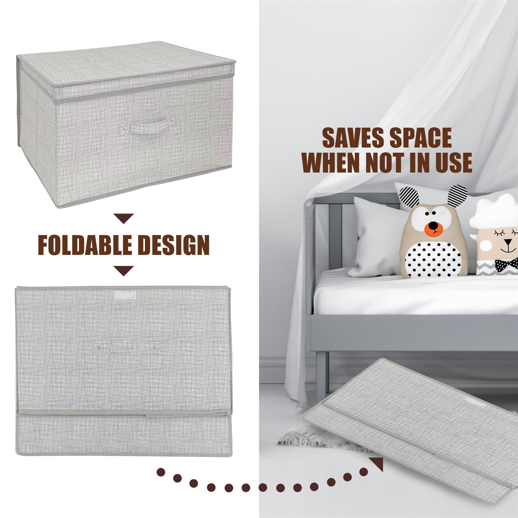 Linen Grey Large Storage Box by The Magic Toy Shop - The Magic Toy Shop