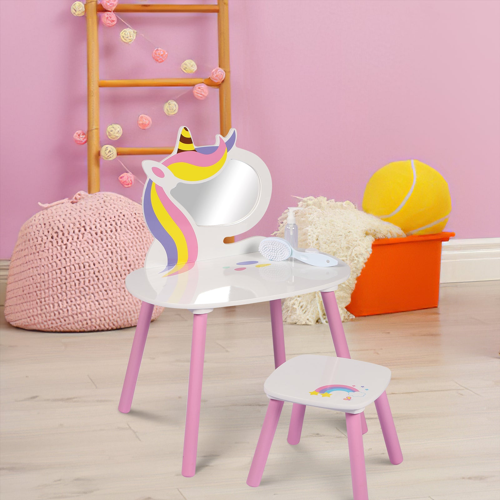 Princess Vanity Table with Stool Kids Play Toy by The Magic Toy Shop - The Magic Toy Shop
