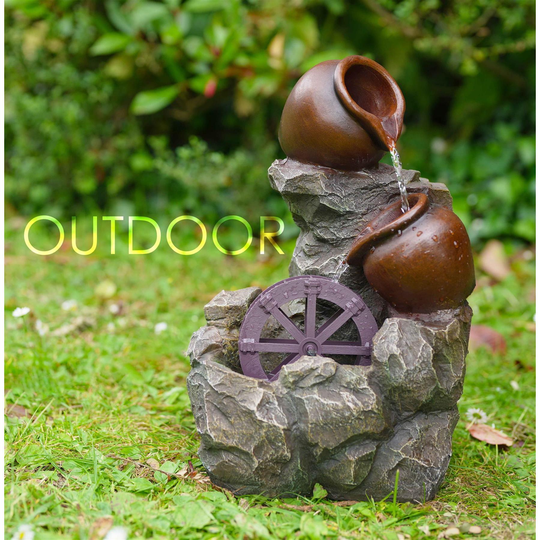 Cartwheel Solar Water Feature Outdoor With LED by GEEZY - The Magic Toy Shop