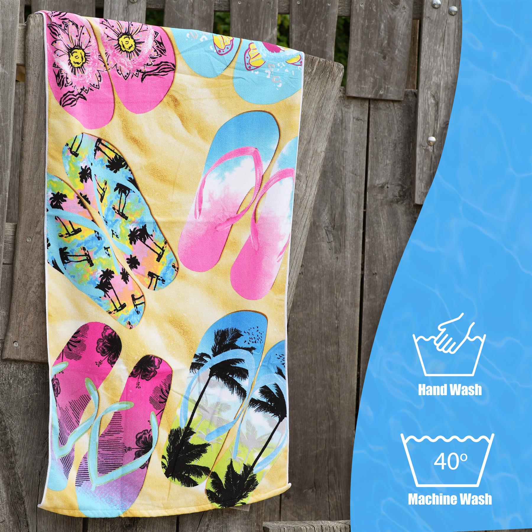 Beach Bath Towel Flip Flop Design Microfibre Towel by GEEZY - The Magic Toy Shop