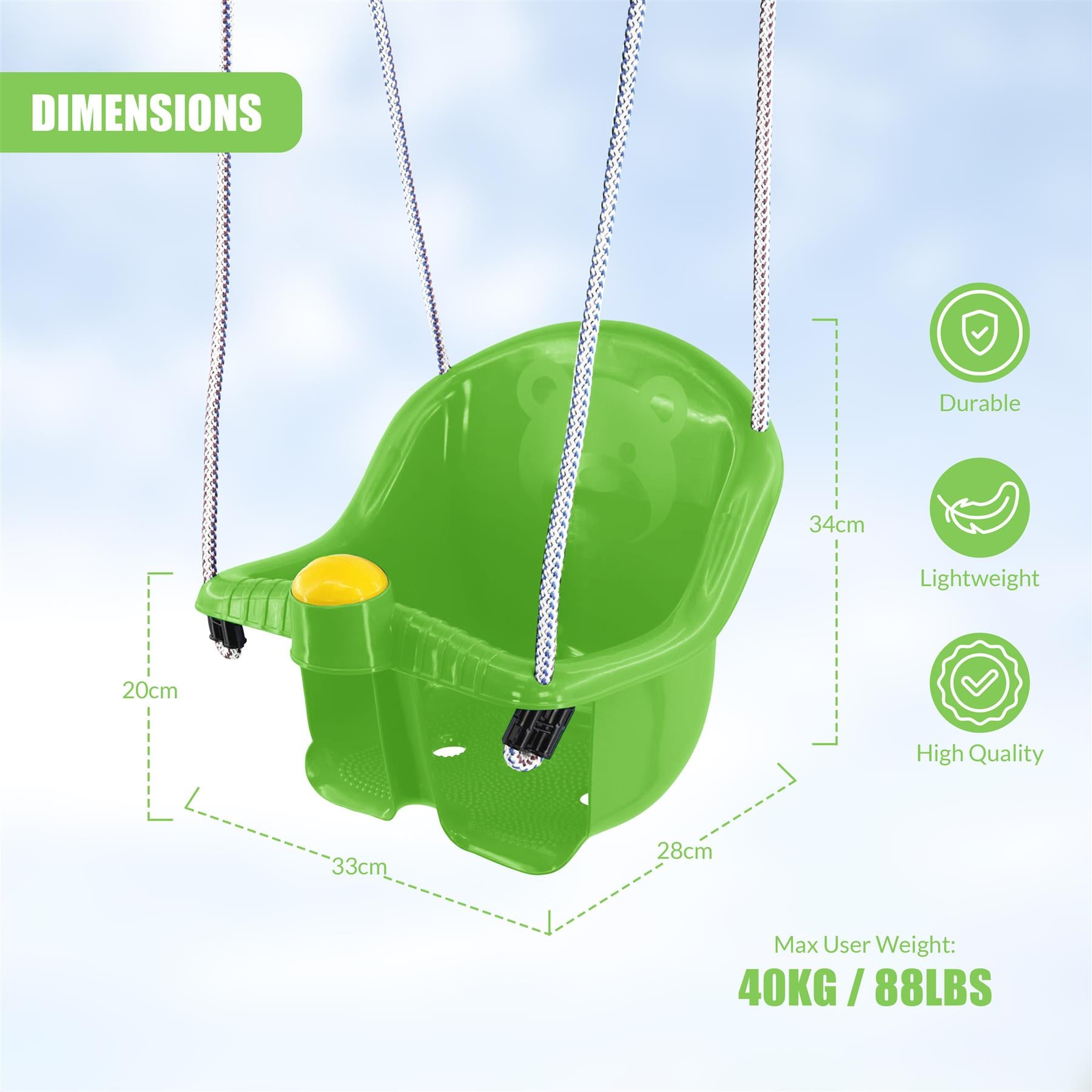 Green Children's Safety Swing Seat by MTS - The Magic Toy Shop
