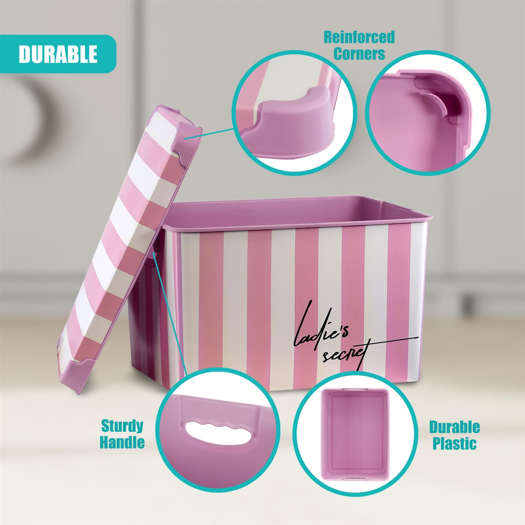 Pink Storage Boxes with Lids - Set of 3 by GEEZY - The Magic Toy Shop