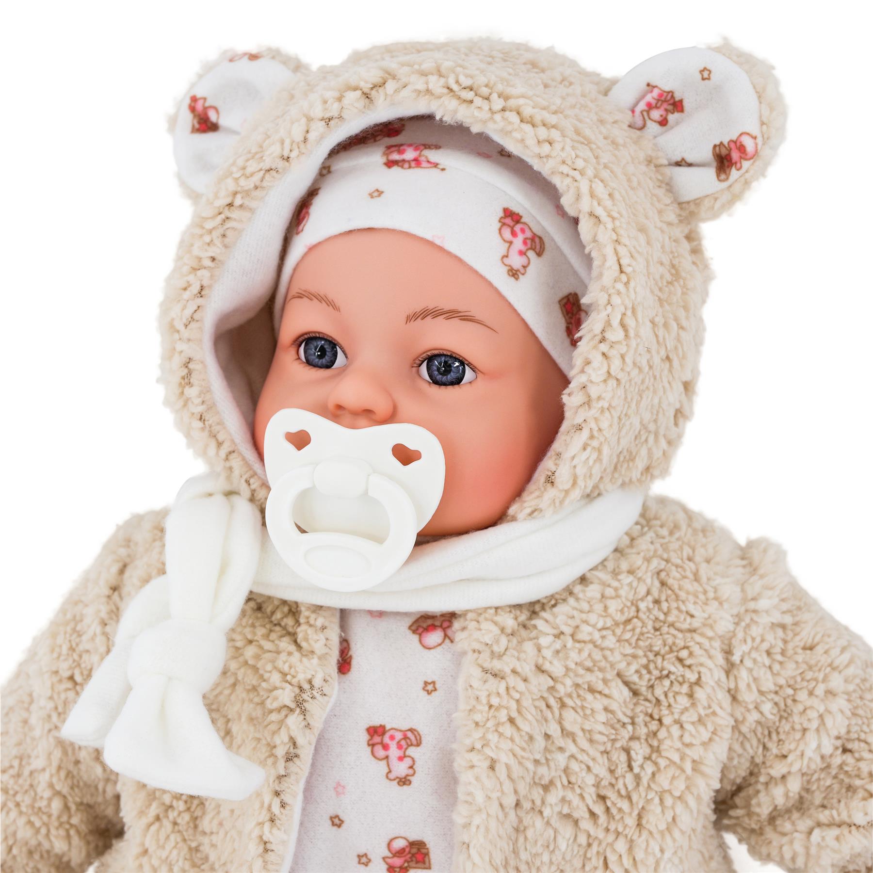 18" Girl Doll In Beige Coat by BiBi Doll - The Magic Toy Shop