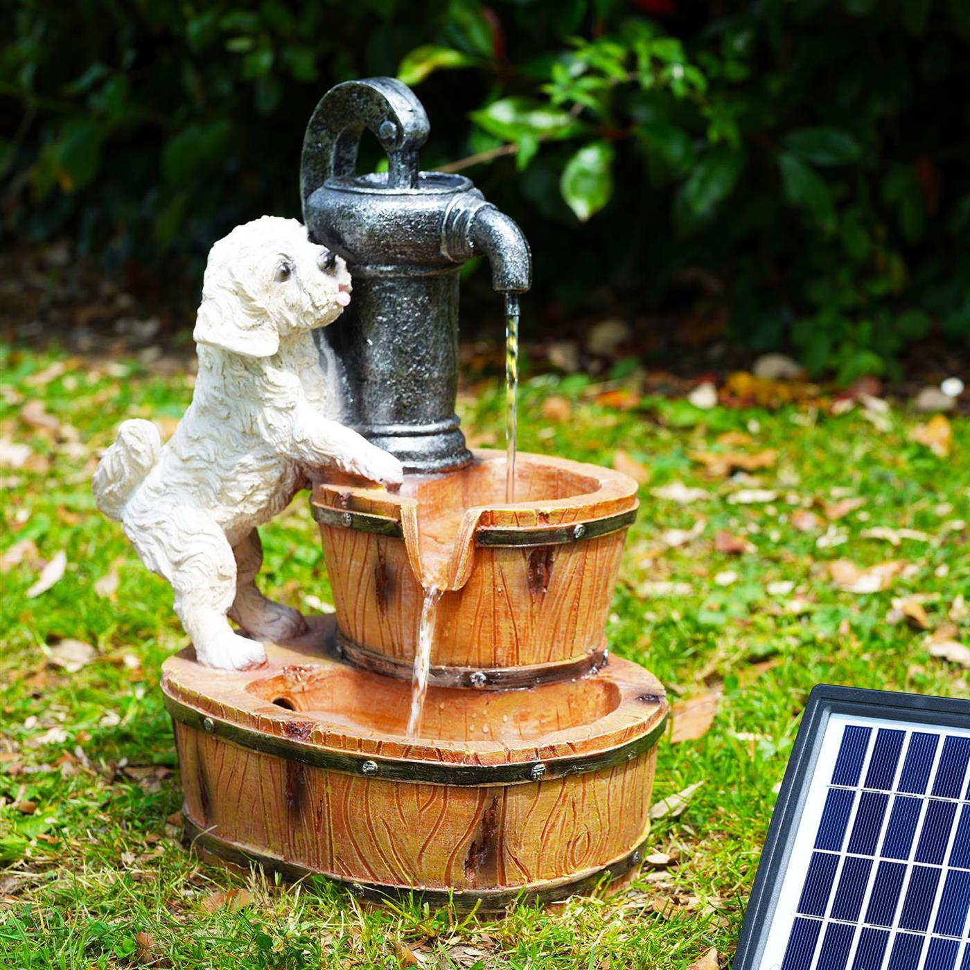 Puppy Solar Water Feature Outdoor With LED by GEEZY - The Magic Toy Shop