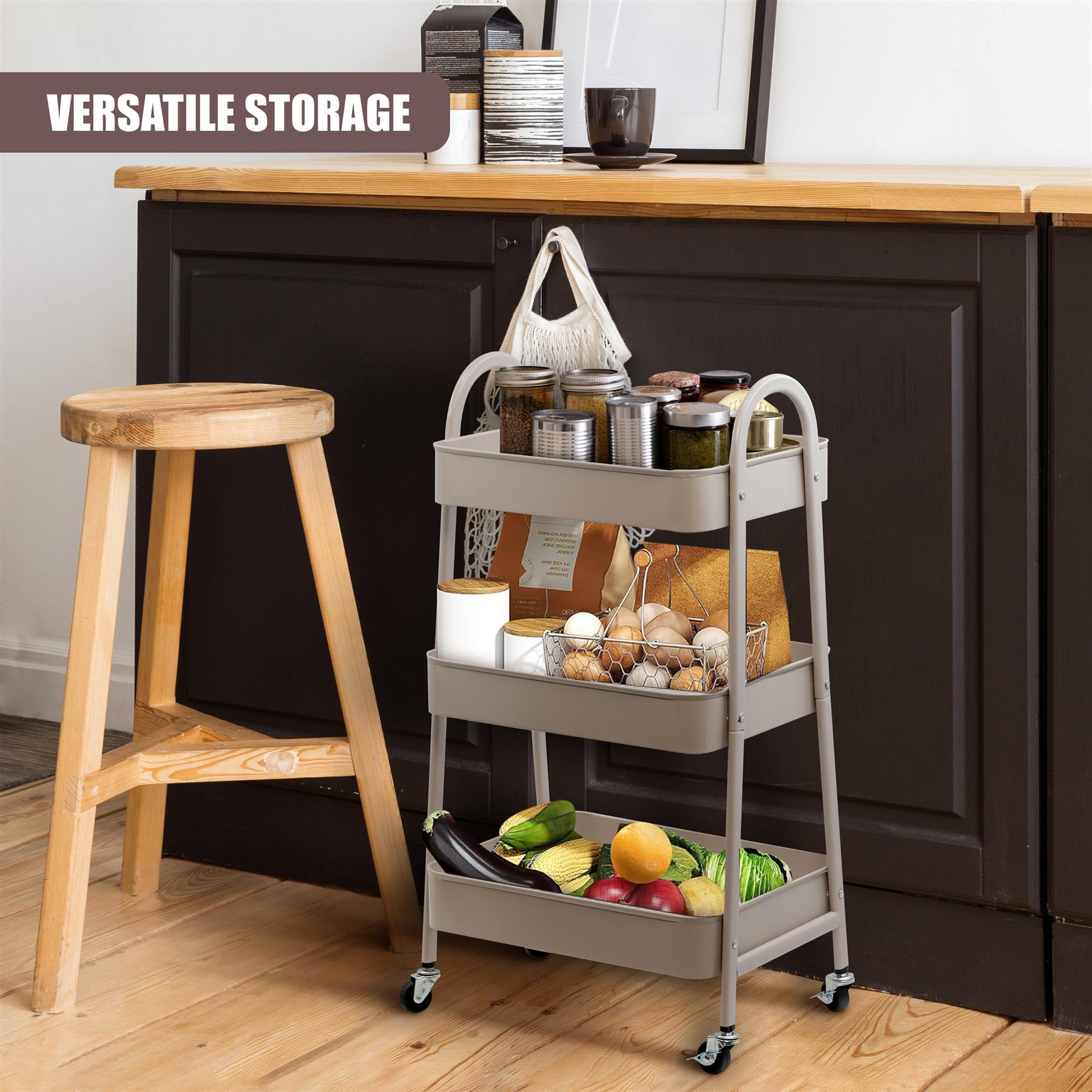 3 Tier Storage Trolley on Wheels by GEEZY - The Magic Toy Shop