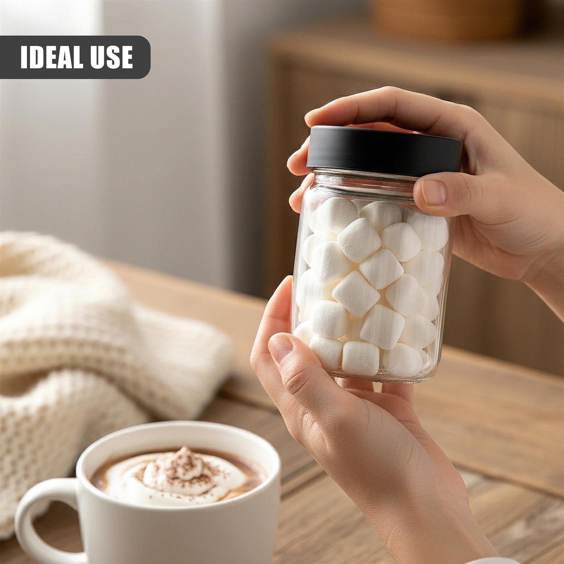 Set of 6 Glass Spice Jars with Screw Lids