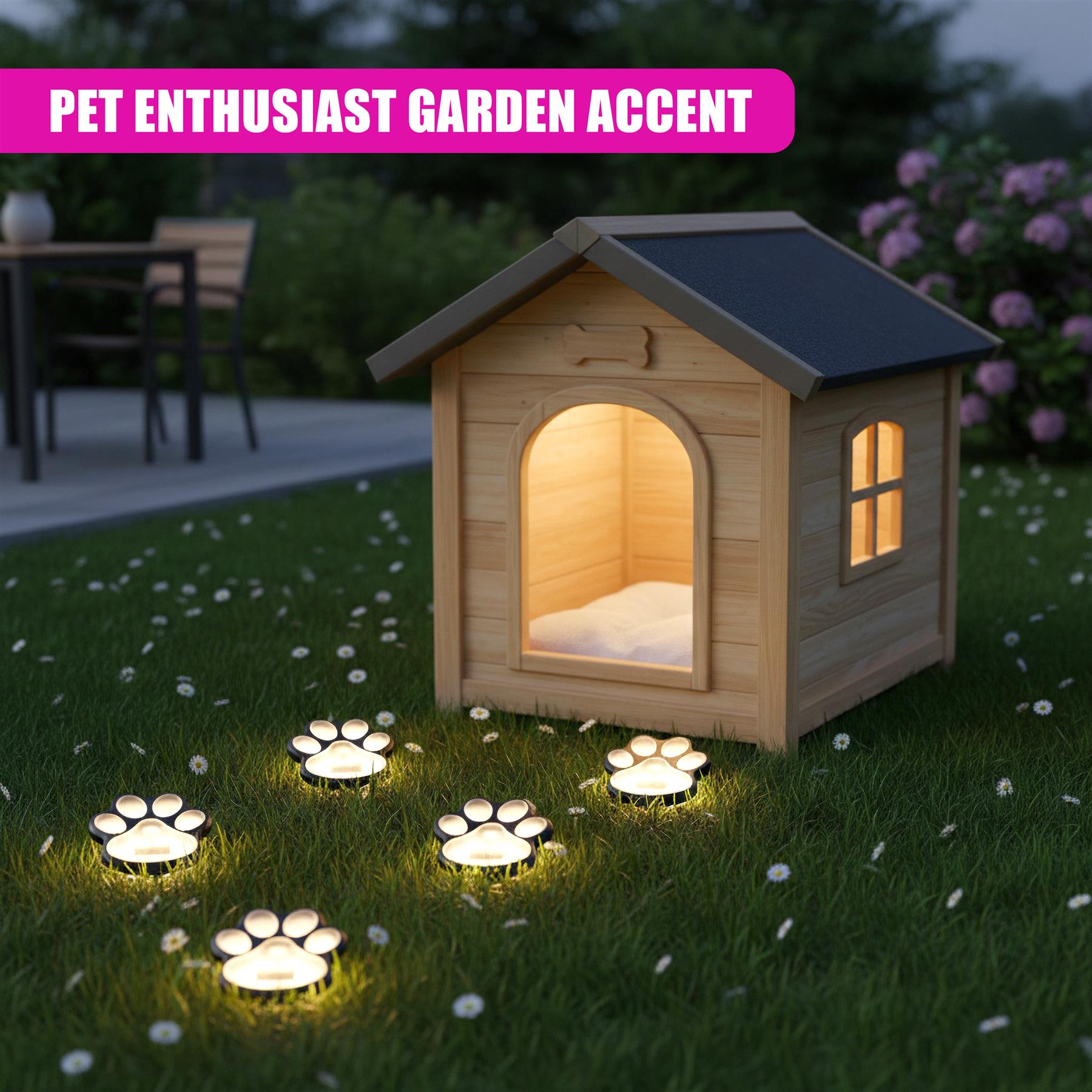 Paw Print Solar Stake Light, Set of 4