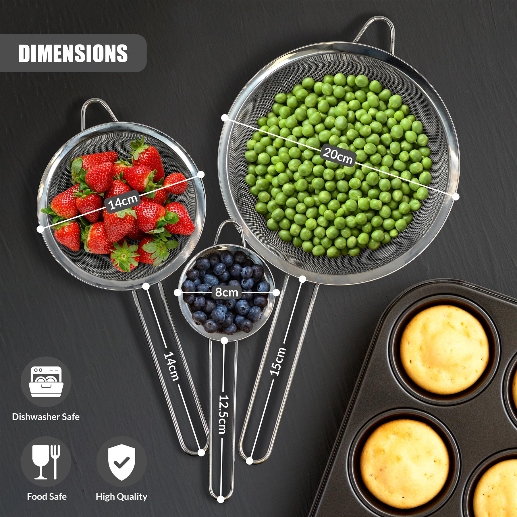 Stainless Steel Sieve Strainers Set of 3 by GEEZY - The Magic Toy Shop