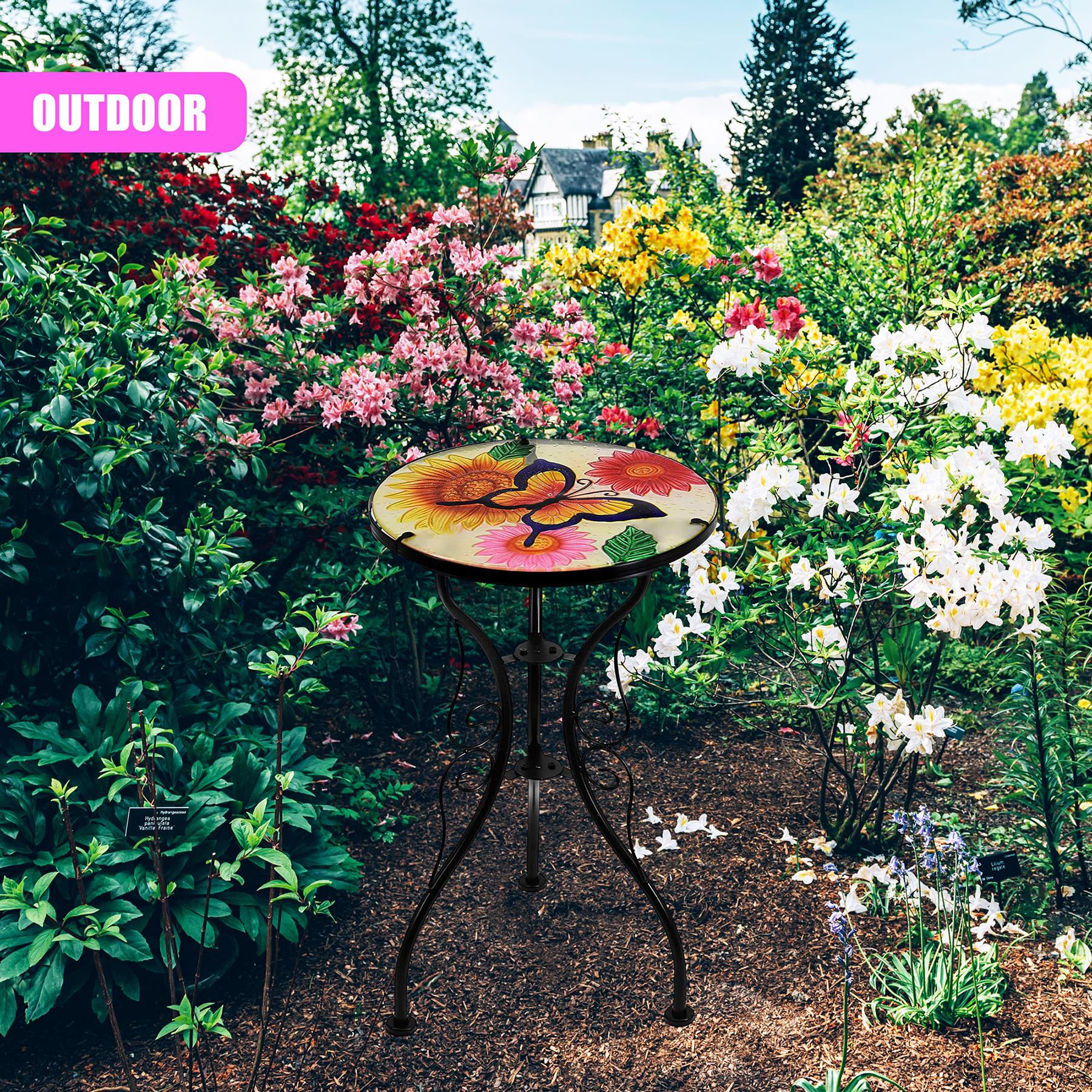 Round Side Garden Mosaic Table With Flowers and Butterfly Design by Geezy - The Magic Toy Shop