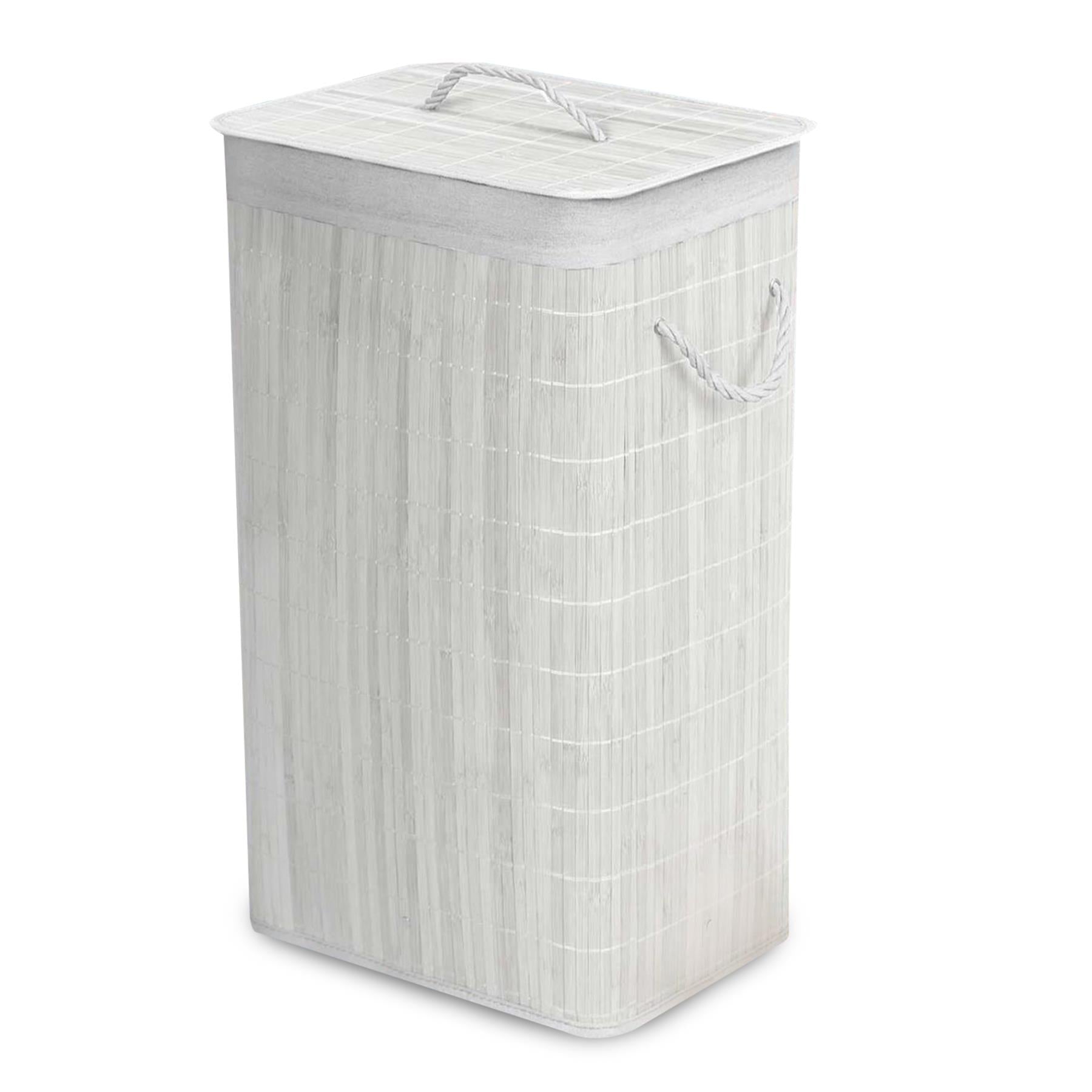 Rectangular Bamboo Laundry Hamper with Lid, White by GEEZY - The Magic Toy Shop