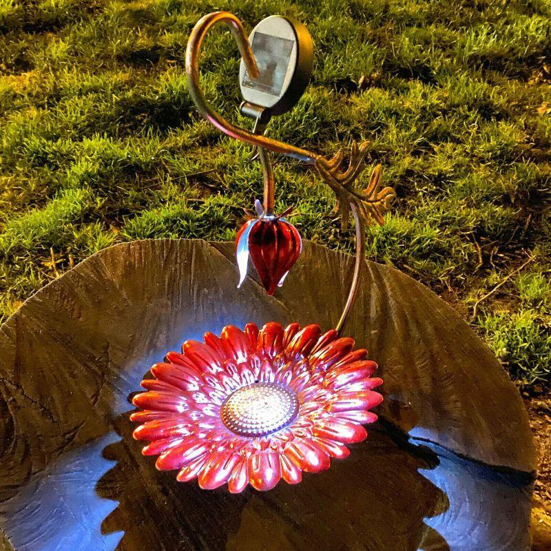 Solar LED Light Red Hanging Metal Bird Feeder by Geezy - The Magic Toy Shop