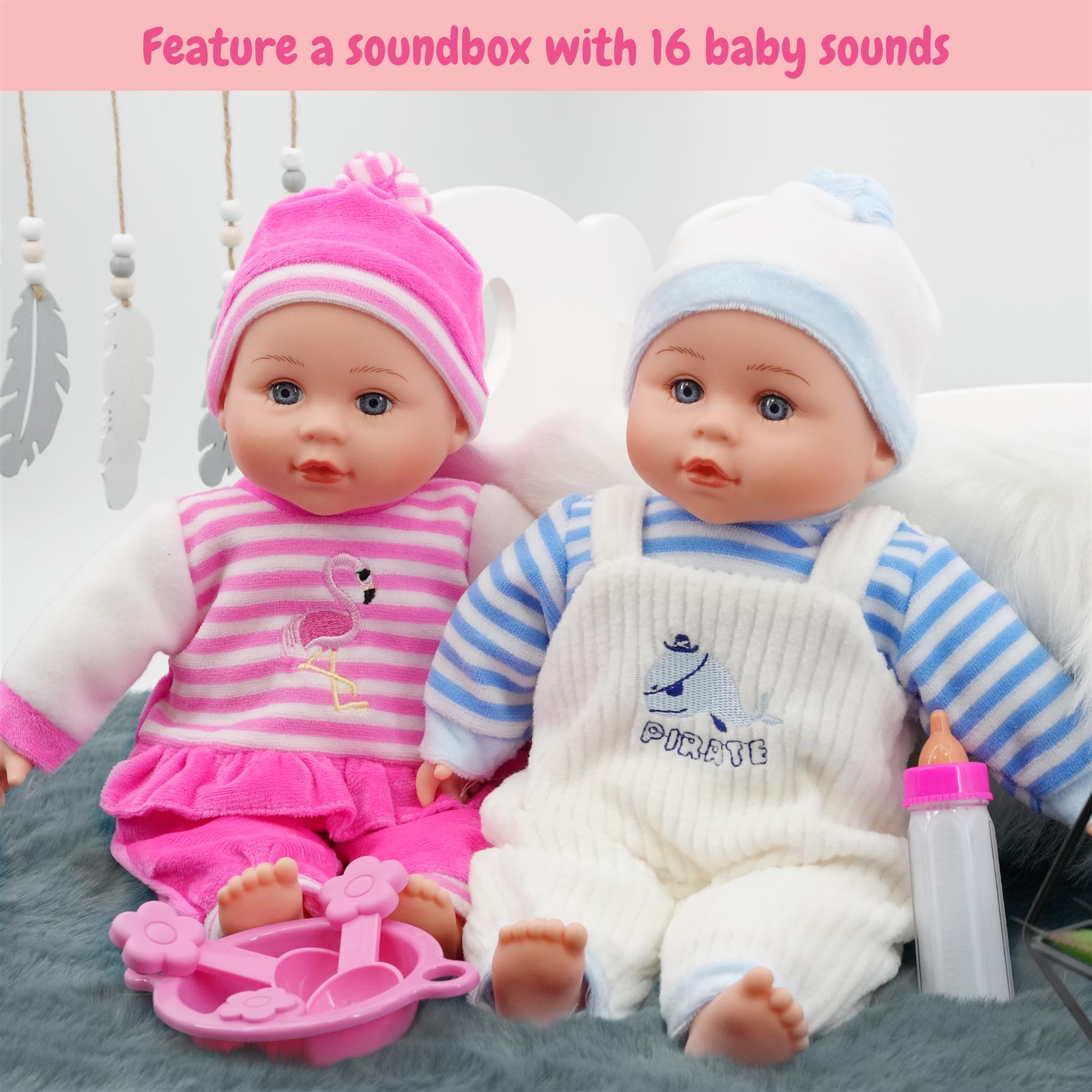 BiBi Twin Baby Dolls & Accessories (33 cm / 13") by BiBi Doll - The Magic Toy Shop
