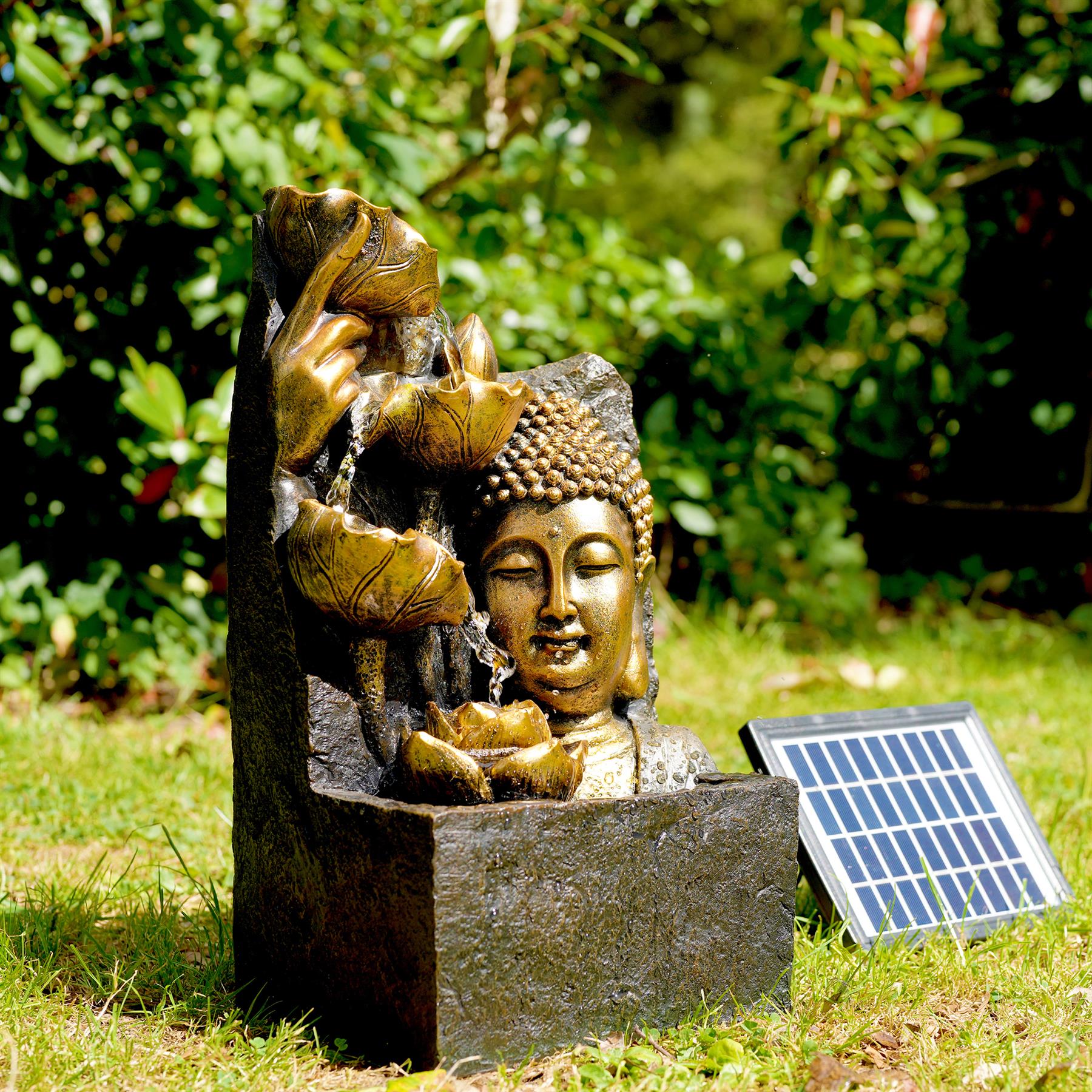 Buddha Head Solar Water Feature Outdoor With LED by GEEZY - The Magic Toy Shop