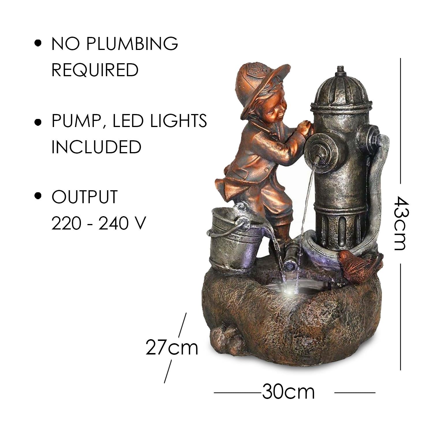 Fire Hydrant Water Feature Outdoor With LED by GEEZY - The Magic Toy Shop