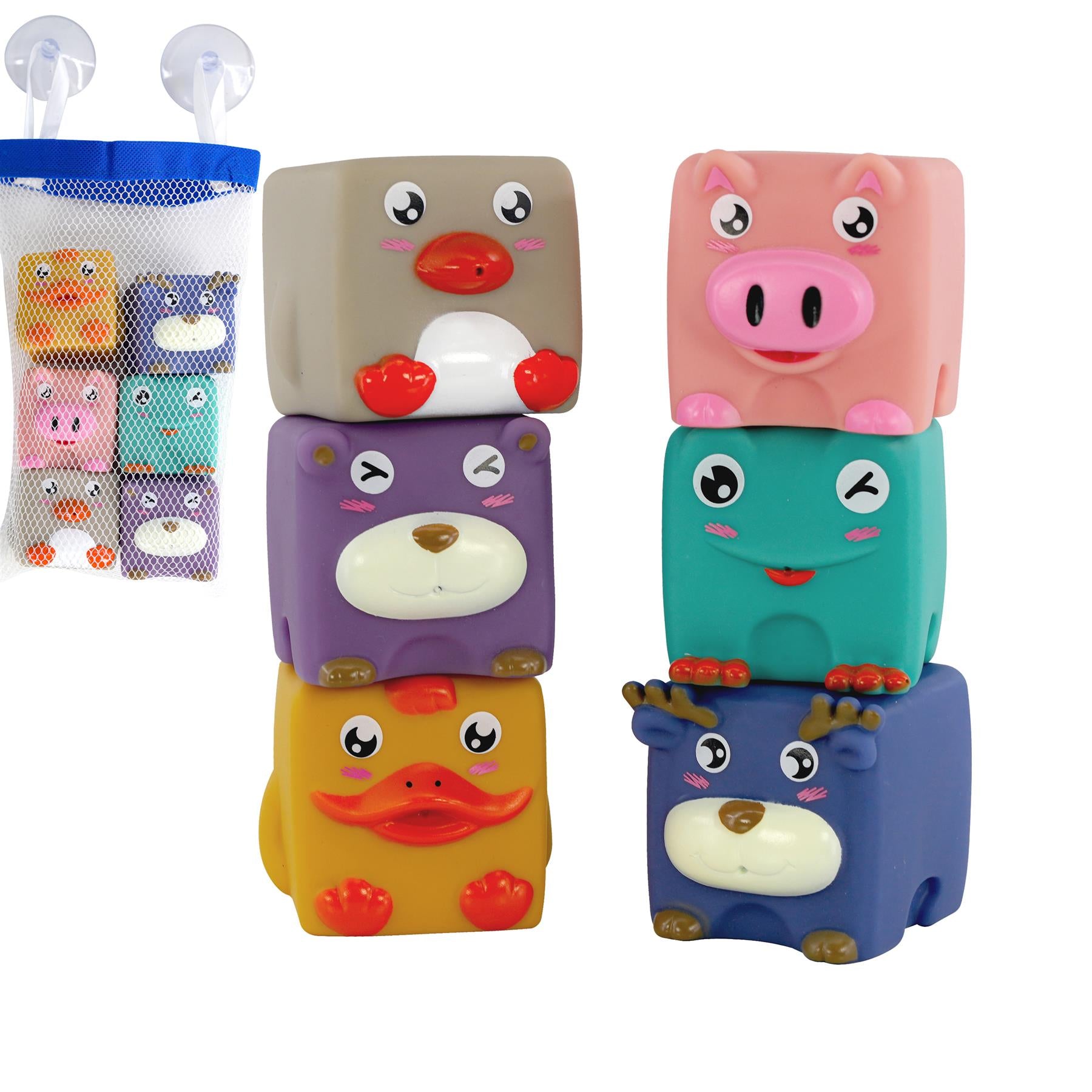 6 Pieces Stacking Building Blocks With Squeaky Sound by The Magic Toy Shop - The Magic Toy Shop