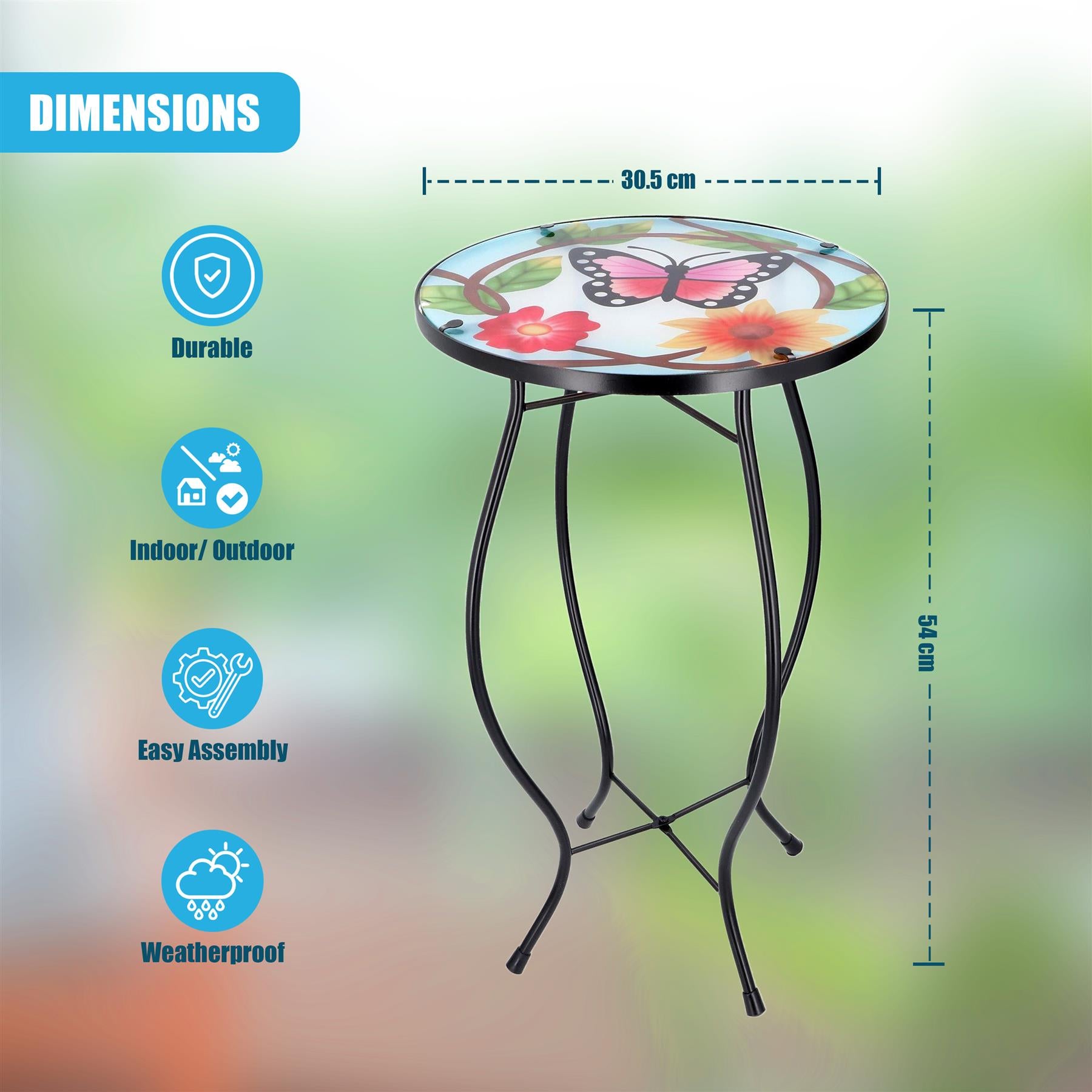 Round Side Mosaic Table With Small Butterfly Design by GEEZY - The Magic Toy Shop