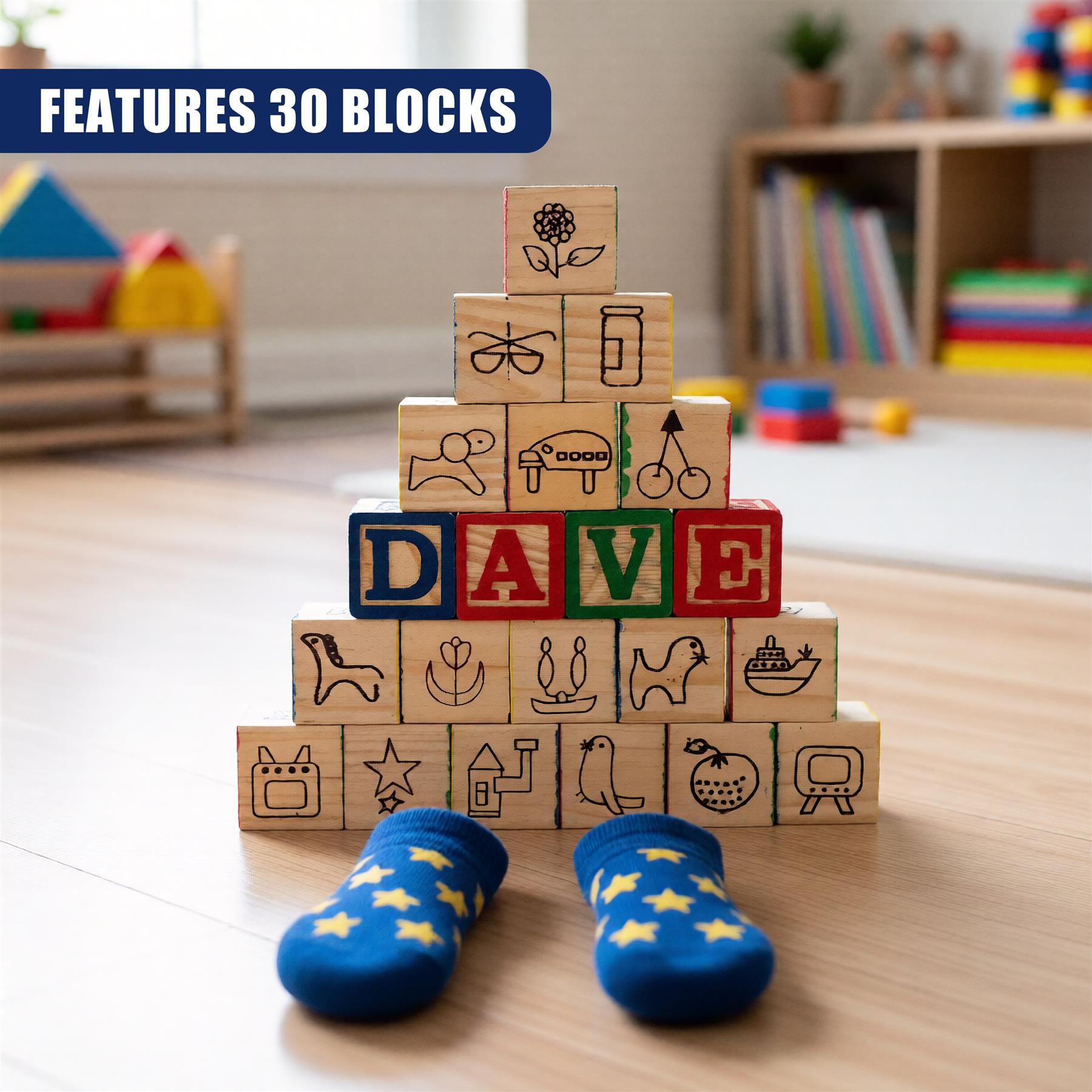 Wooden Block Set ABC 123 Number Block Set