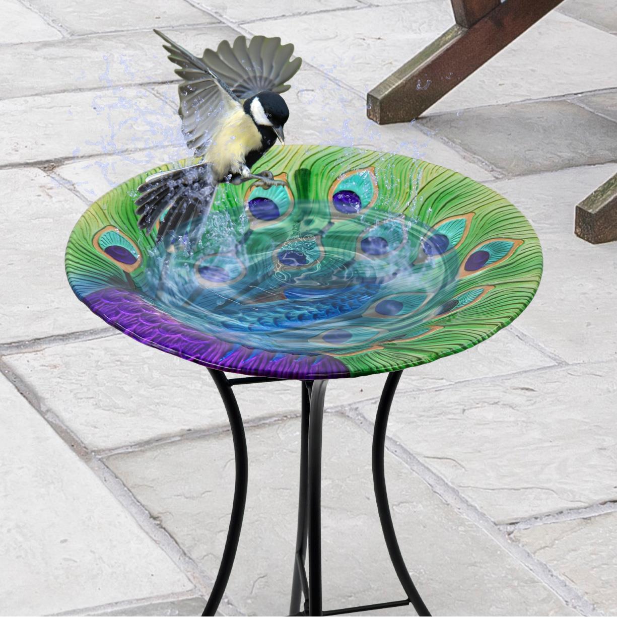 Garden Bird Bath Peacock Design Free Standing by GEEZY - The Magic Toy Shop