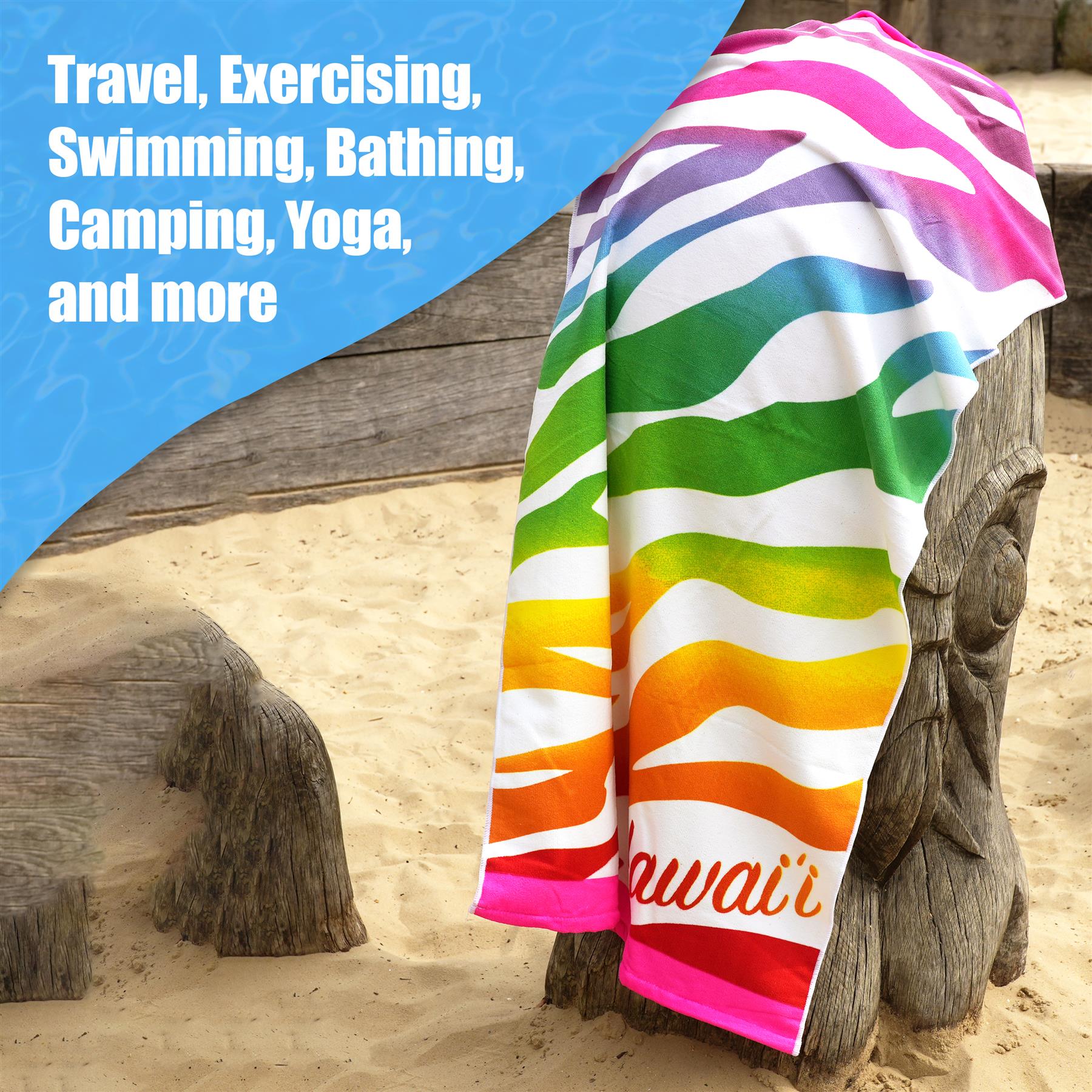 Beach Bath Towel Hawaii Design Microfibre Towel by GEEZY - The Magic Toy Shop