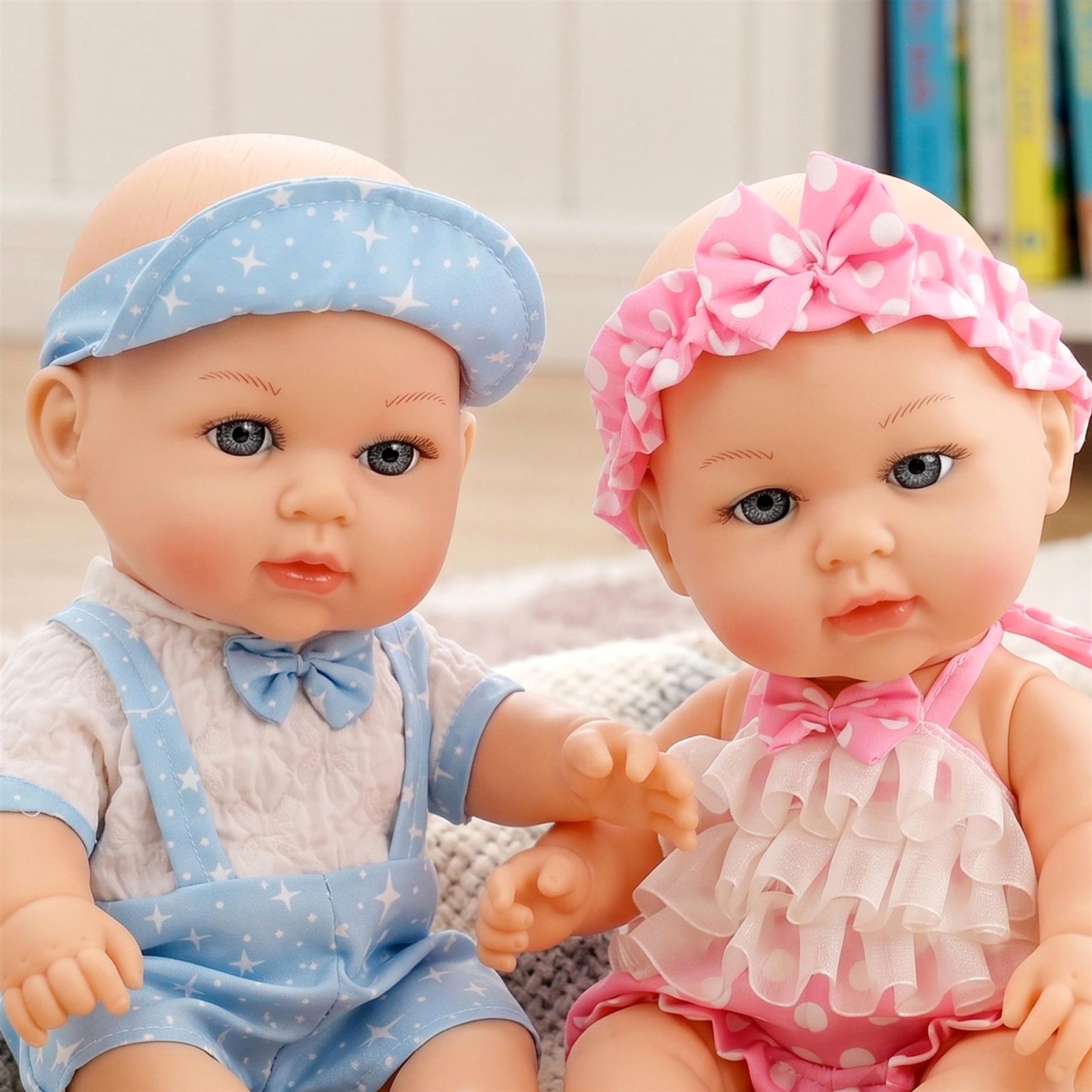 BiBi Anatomically Correct 14" Twin Dolls "Lucy & Lou"