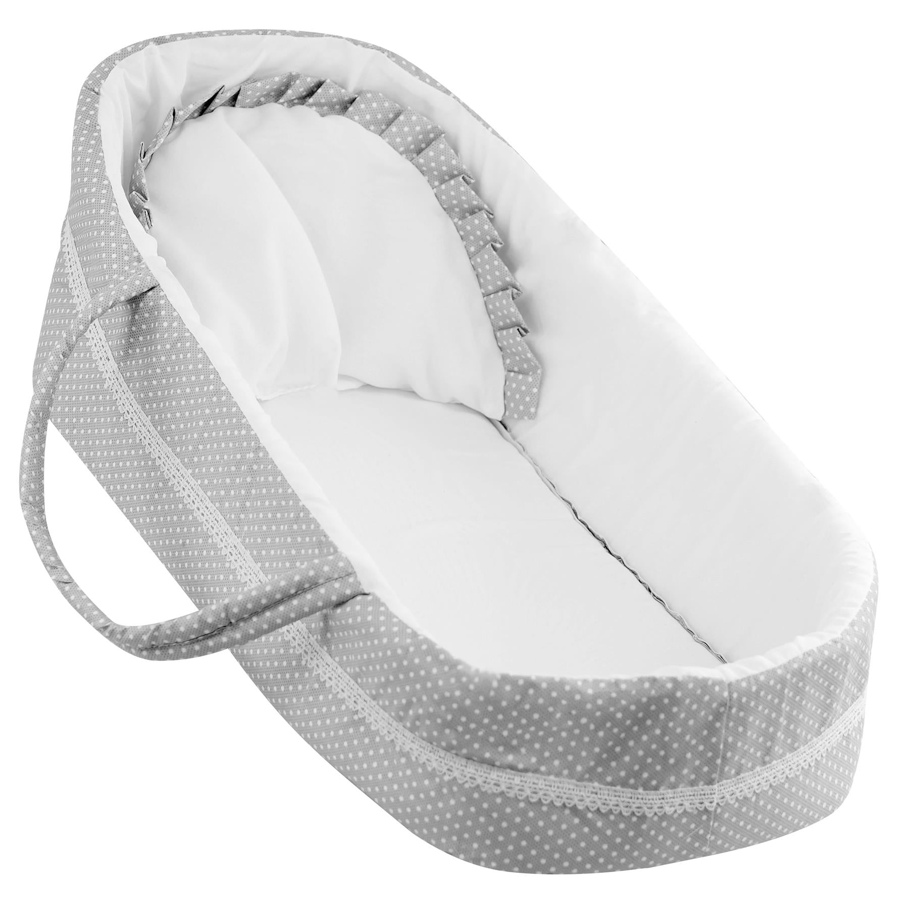 20“ Grey Baby Dolls Carry Cot Bed with Pillow & Carry Handles by BiBi Doll - The Magic Toy Shop