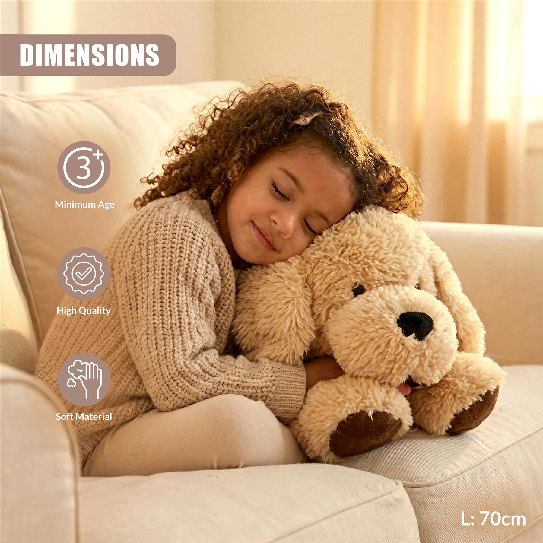 Giant Plush Lying Dog Soft Toy - 70 cm