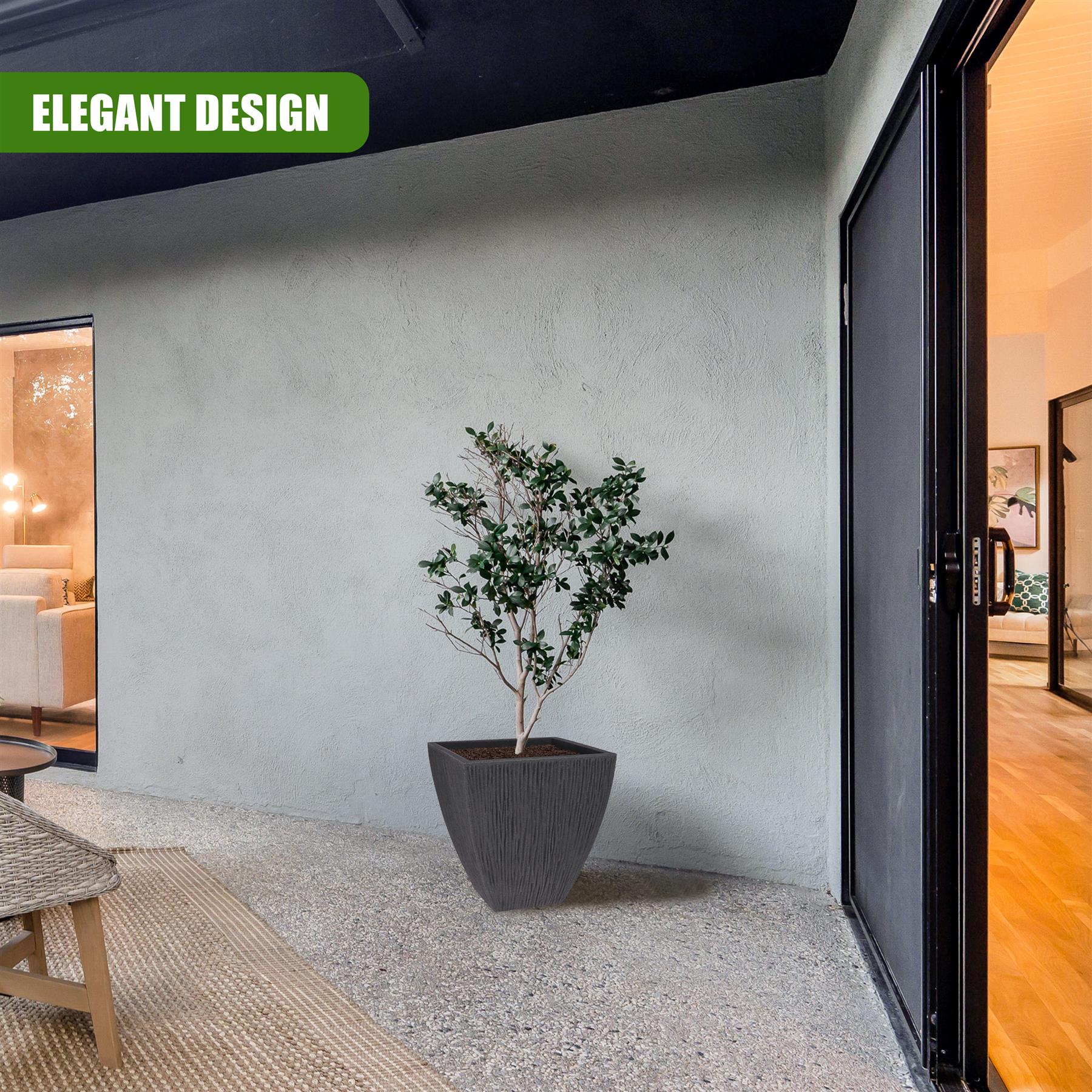 Large Anthracite Square Flower Pot by GEEZY - The Magic Toy Shop