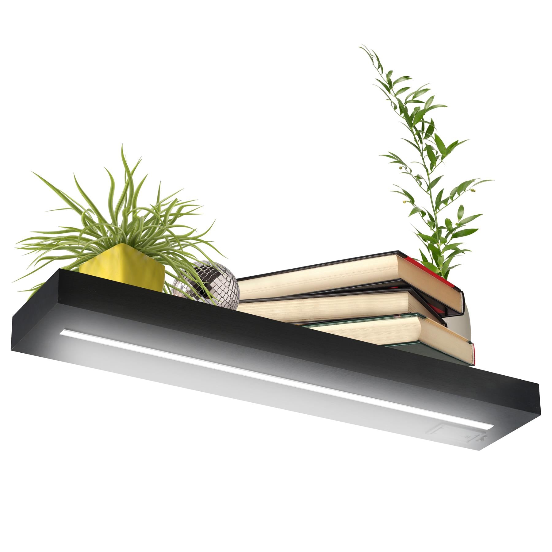 Black Floating Wooden Wall Shelf with LED Lights - 60cm by GEEZY - The Magic Toy Shop