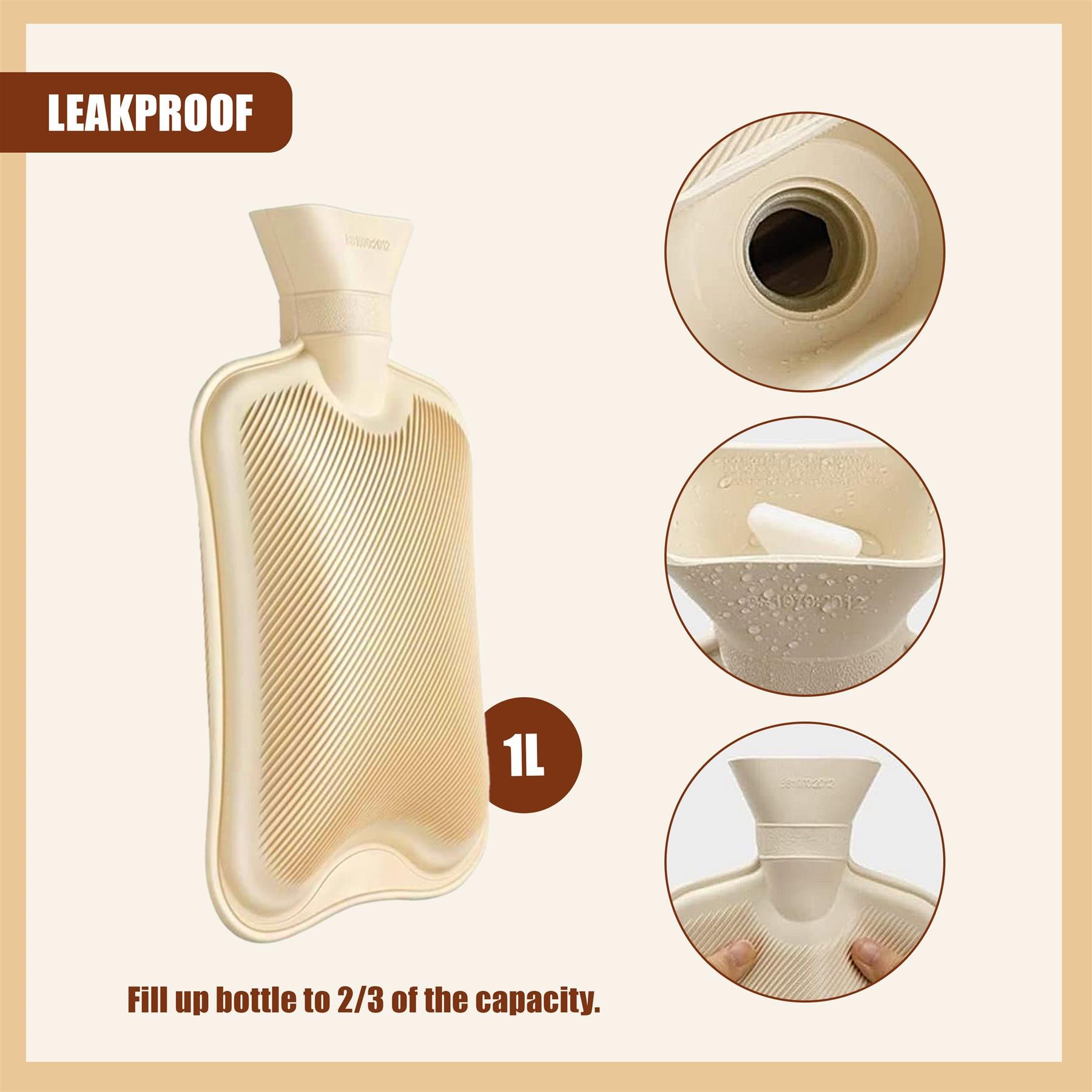 Hot Water Bottle With Plush Fluffy Cover 1L (Grey) by GEEZY - The Magic Toy Shop