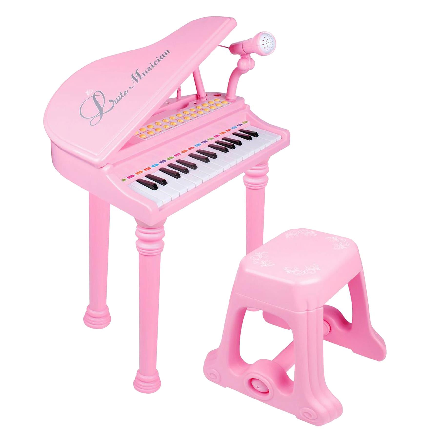 Pink Electronic Piano With Microphone and Stool by The Magic Toy Shop - The Magic Toy Shop