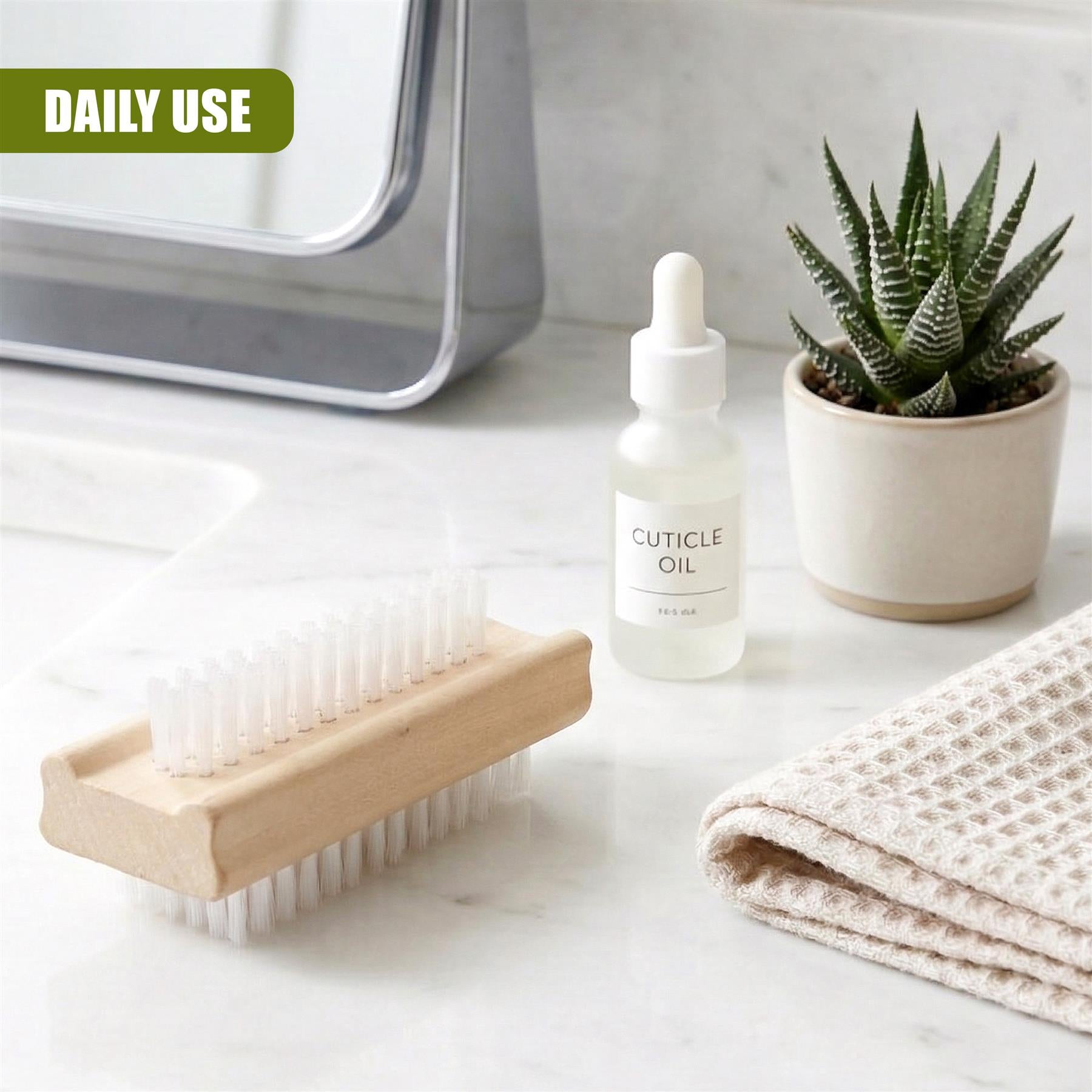Wooden Double Sided Nail Brushes with Firm Bristles