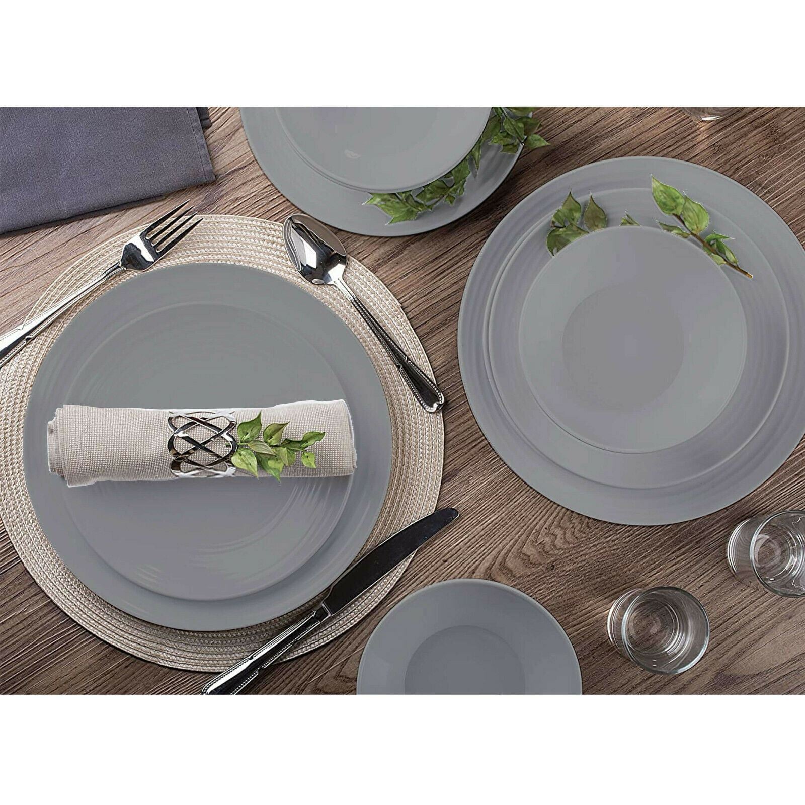 24 Pcs Grey Picnic Dinner Set for 6 People by Geezy - The Magic Toy Shop