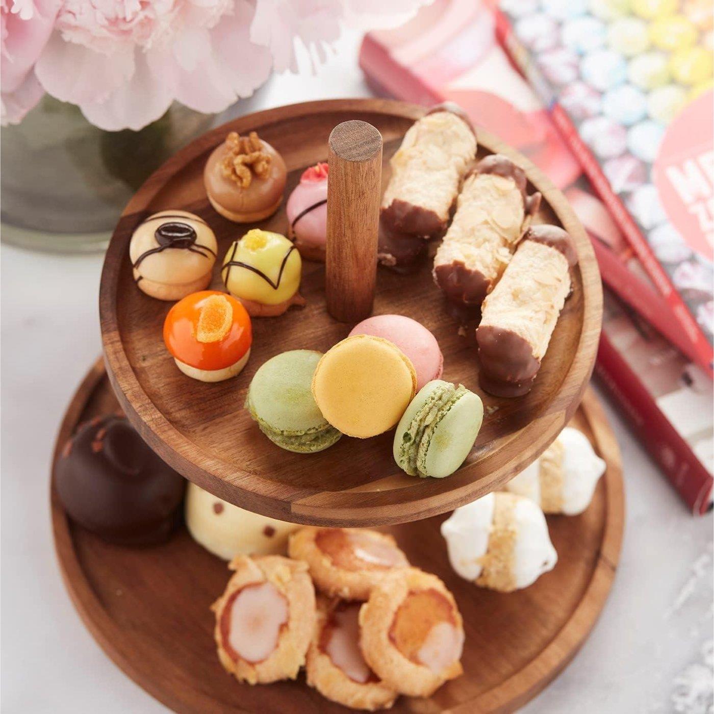 2-Tier Acacia Wooden Afternoon Tea Stand by GEEZY - The Magic Toy Shop